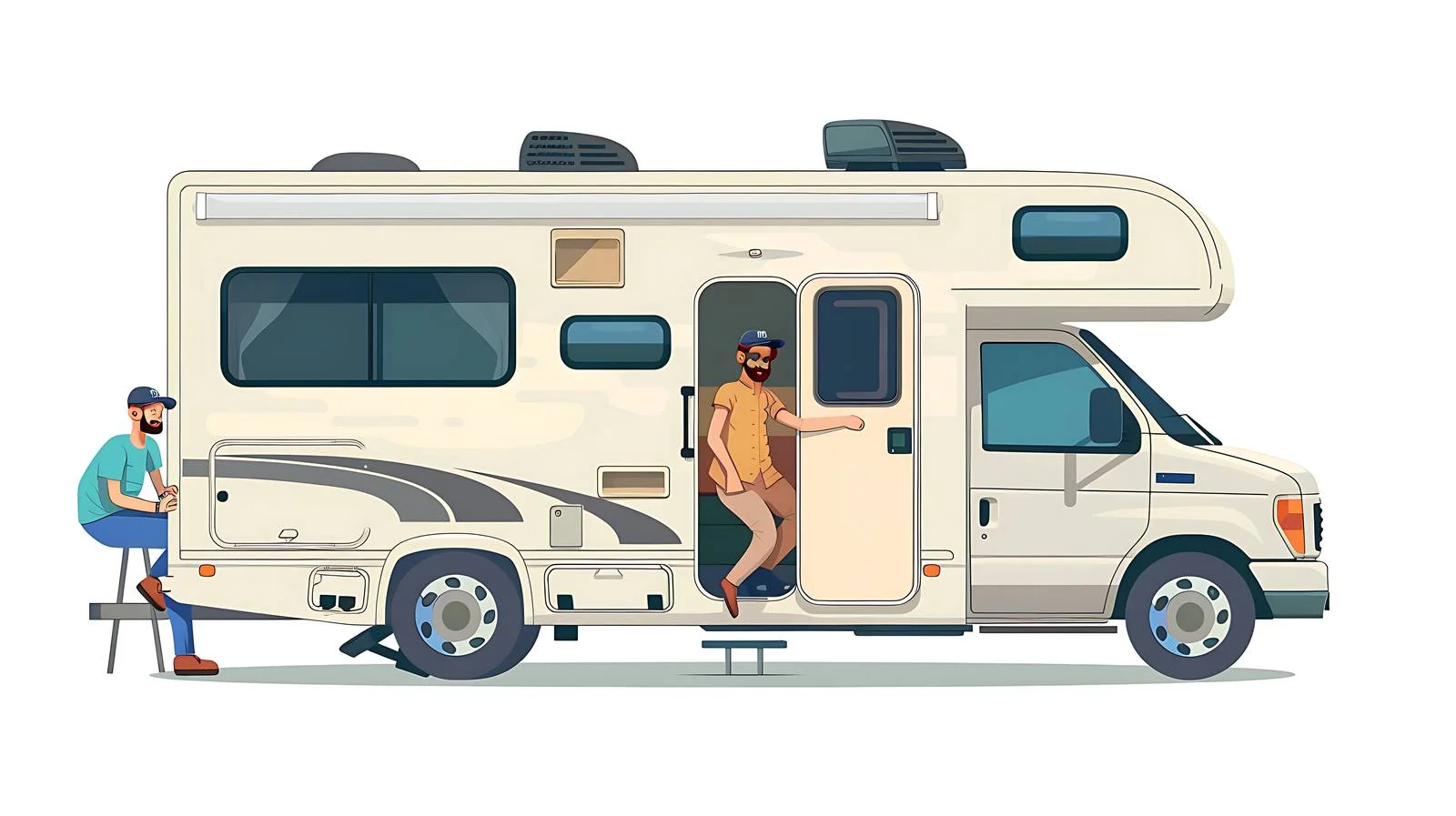 Men Arranging Camp in Motorhome Exterior — free download from Dotvec