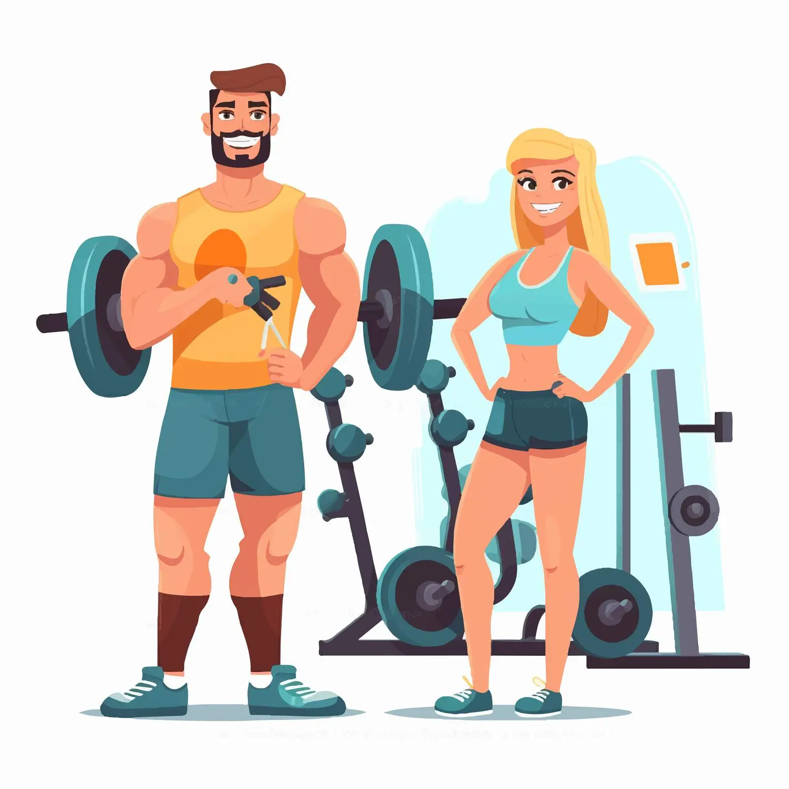 Cartoon Gym and Fitness Lifestyle Vector Illustration – free strength image from Dotvec