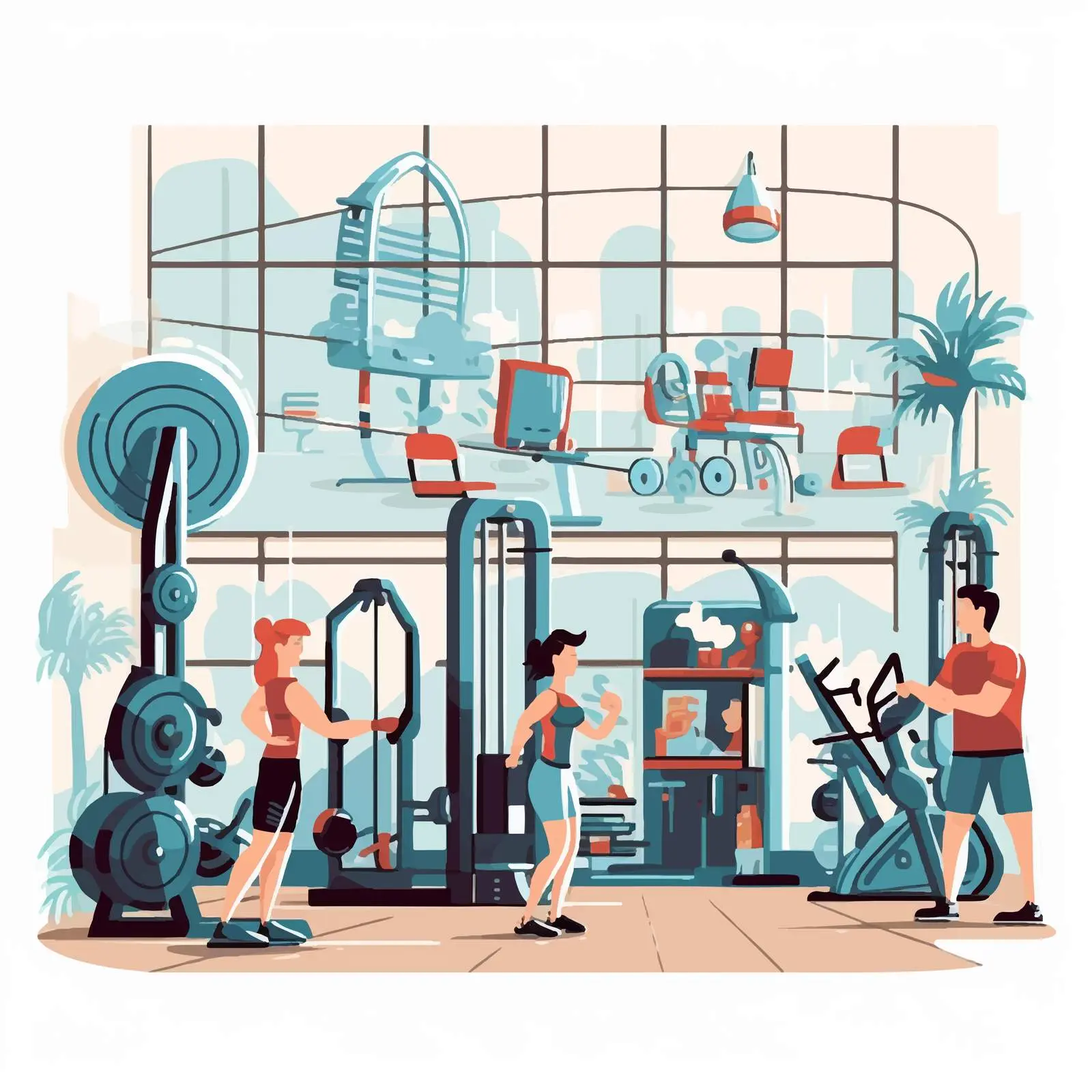 Cartoon Vector Illustration of Gym Lifestyle – free fitness vector image from Dotvec