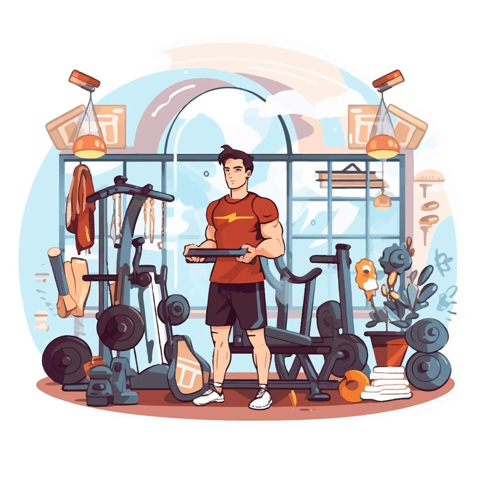 Cartoon Vector Illustration of Gym and Fitness Lifestyle – free fitness vector image from Dotvec