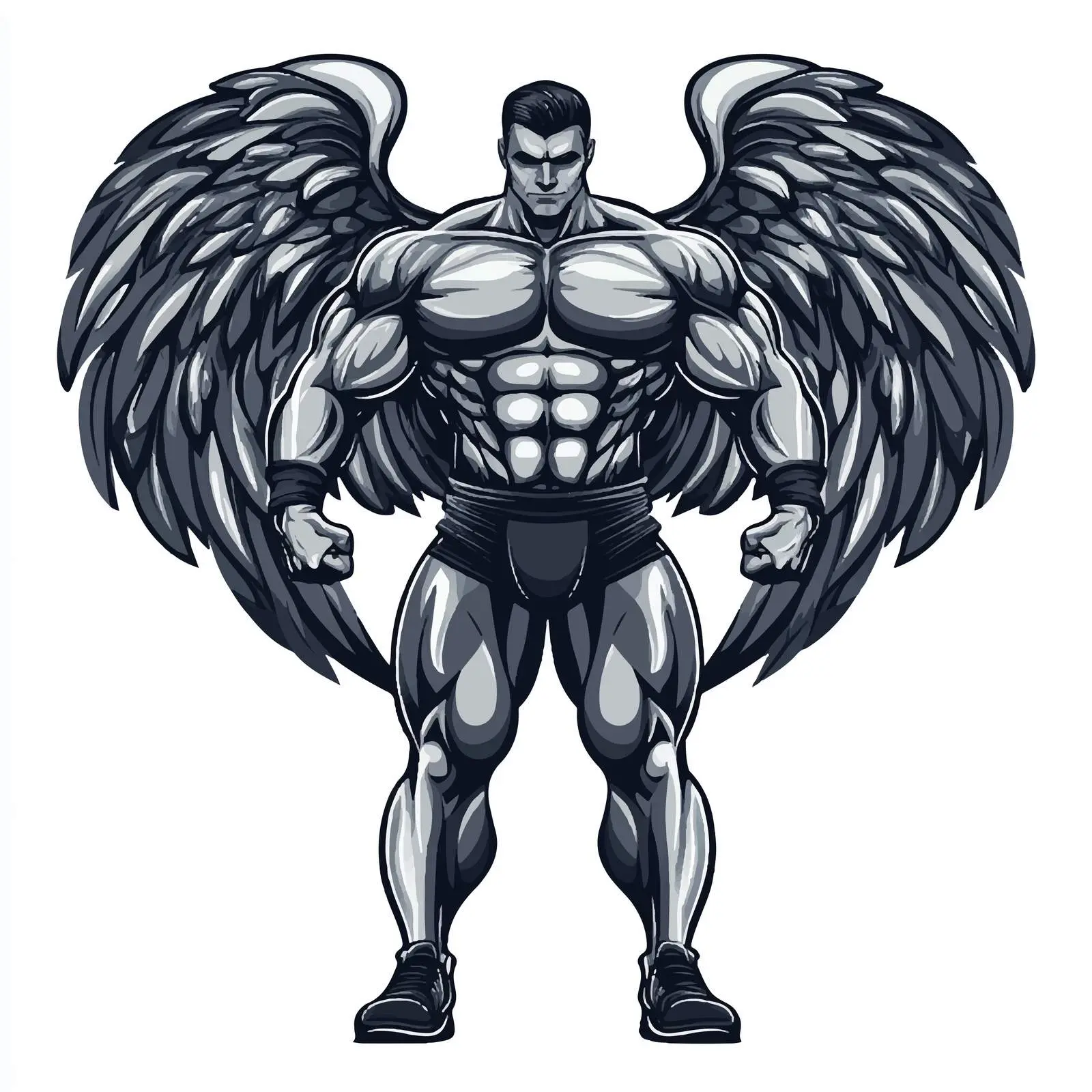 Gym Emblem Bodybuilder Centered Composition Vector — free download from Dotvec