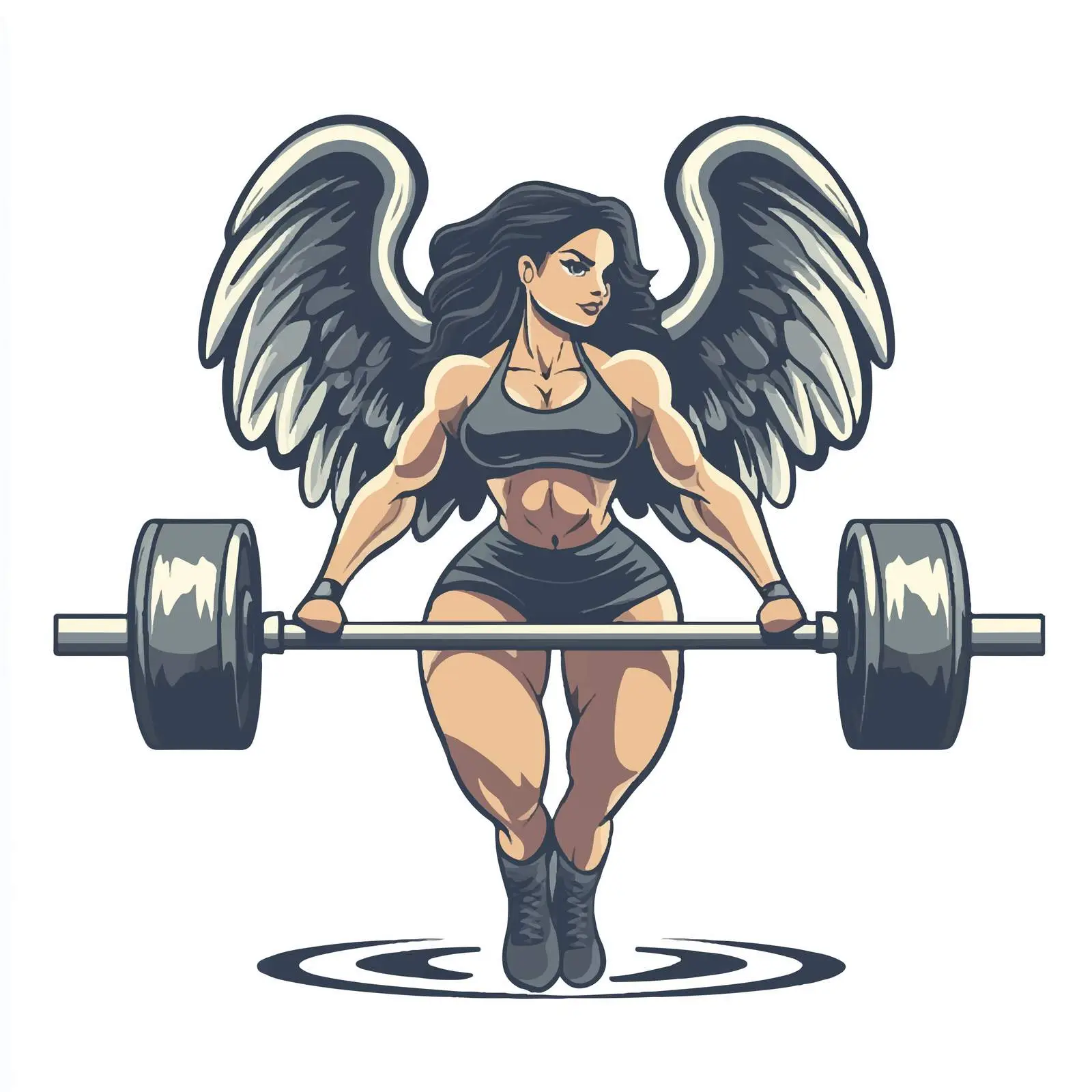 Wide Angel Gym Emblem with Centered Weight Design — free download from Dotvec