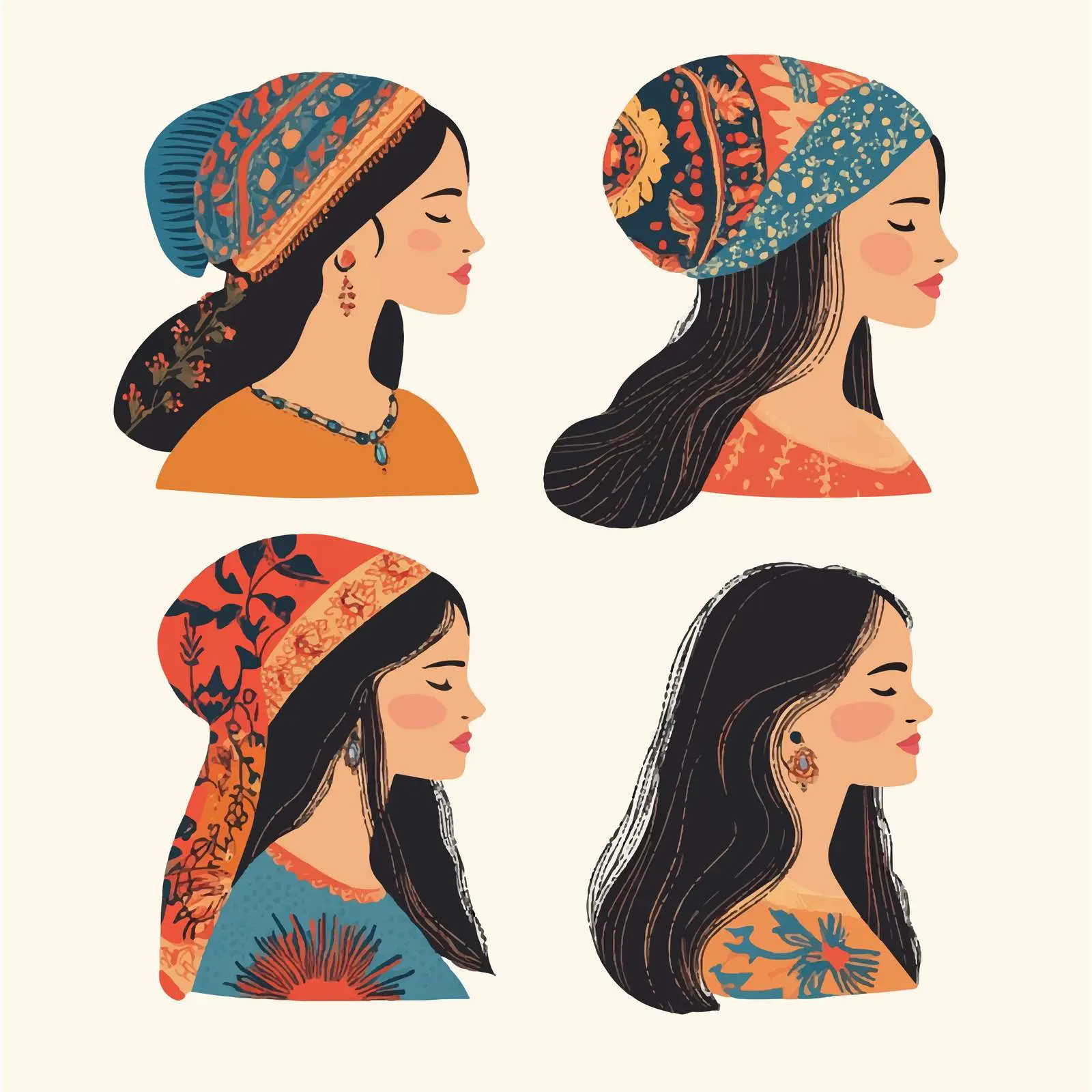 Flat Vector Illustration of Gypsy Women — free download from Dotvec