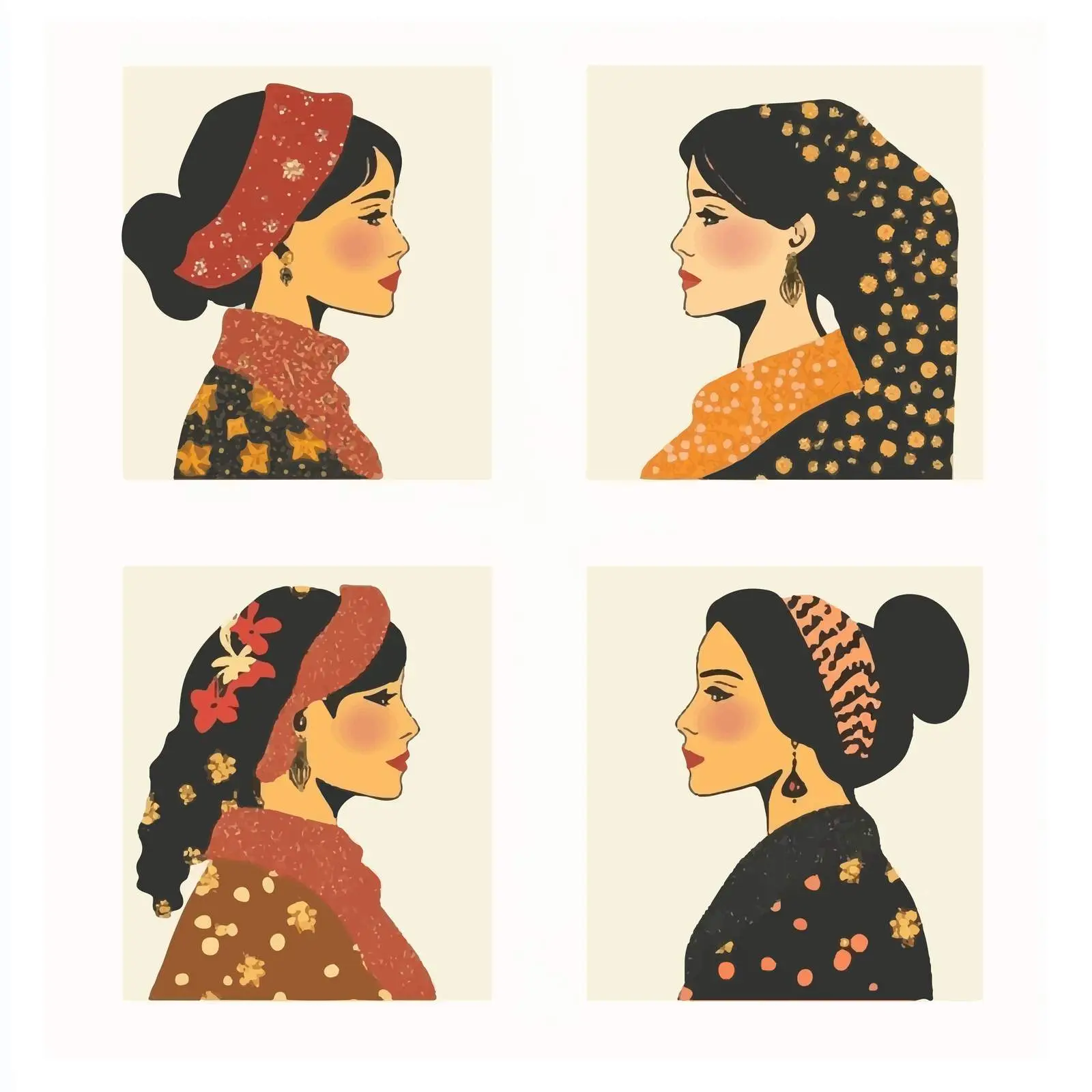 Gypsy Women Flat Vector Illustration Set — free download from Dotvec
