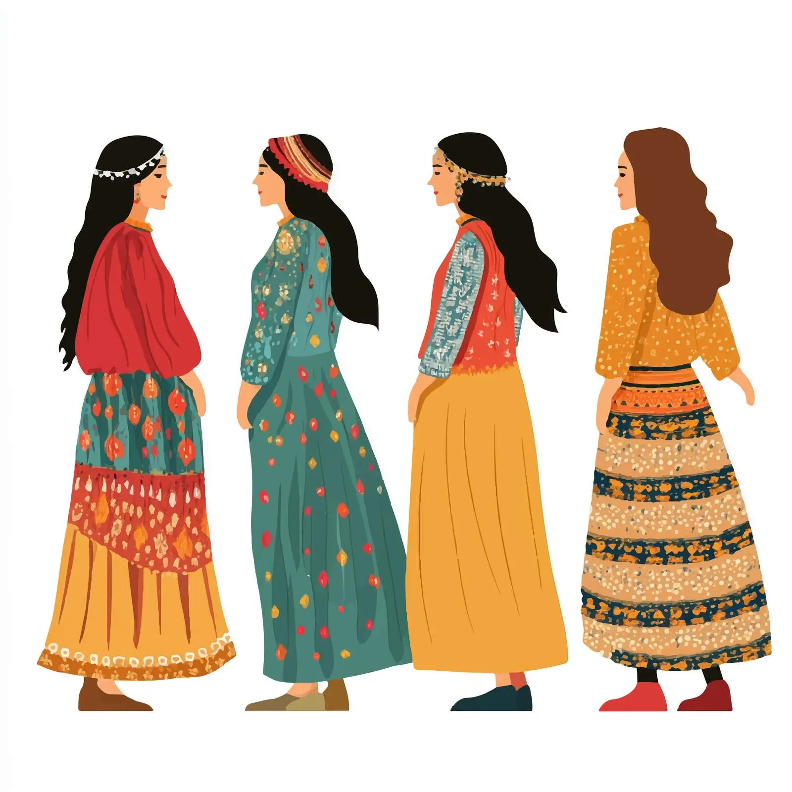 Gypsy Women Flat Vector Illustration Set — free download from Dotvec