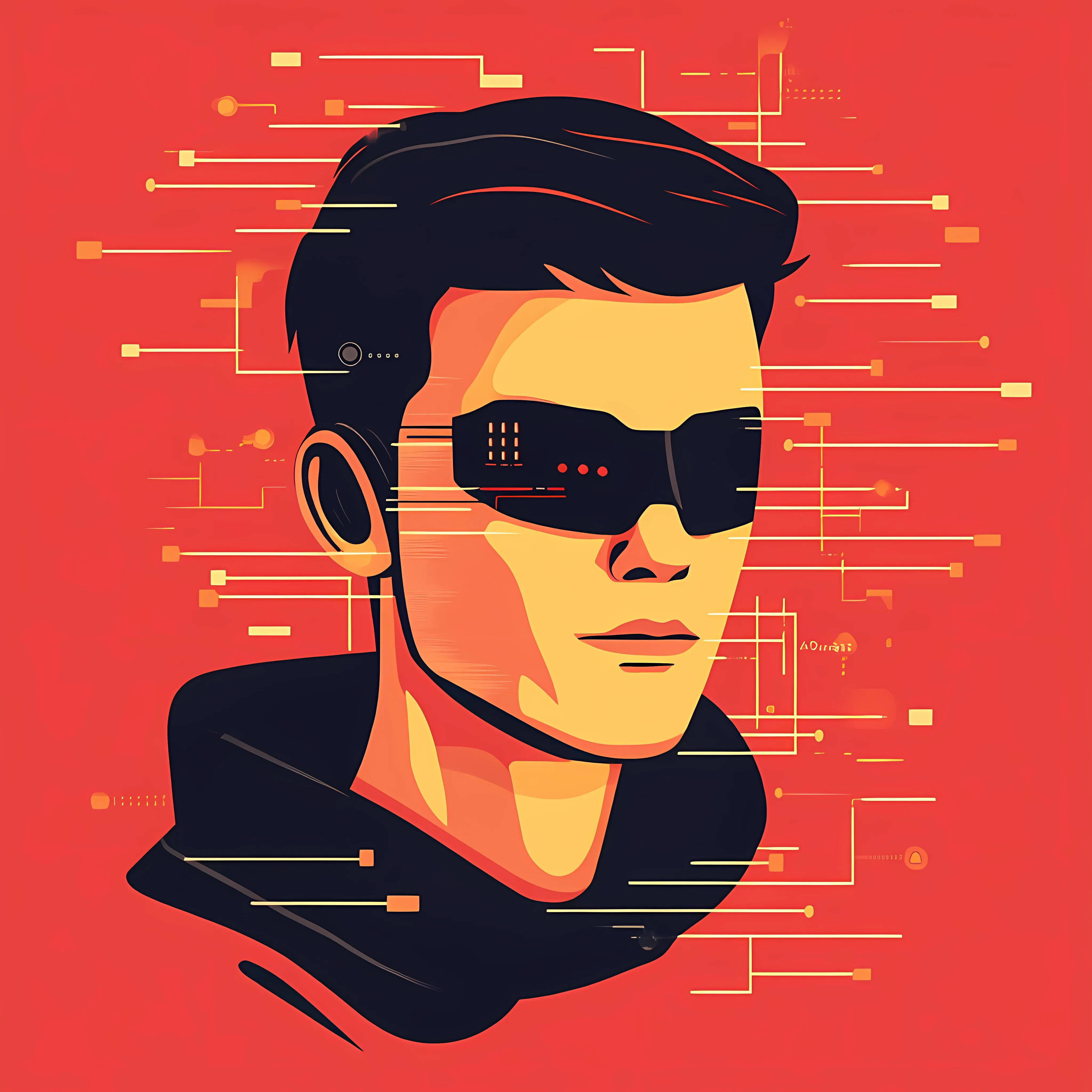 Hacker Character Face Flat Vector Illustration — free download from Dotvec