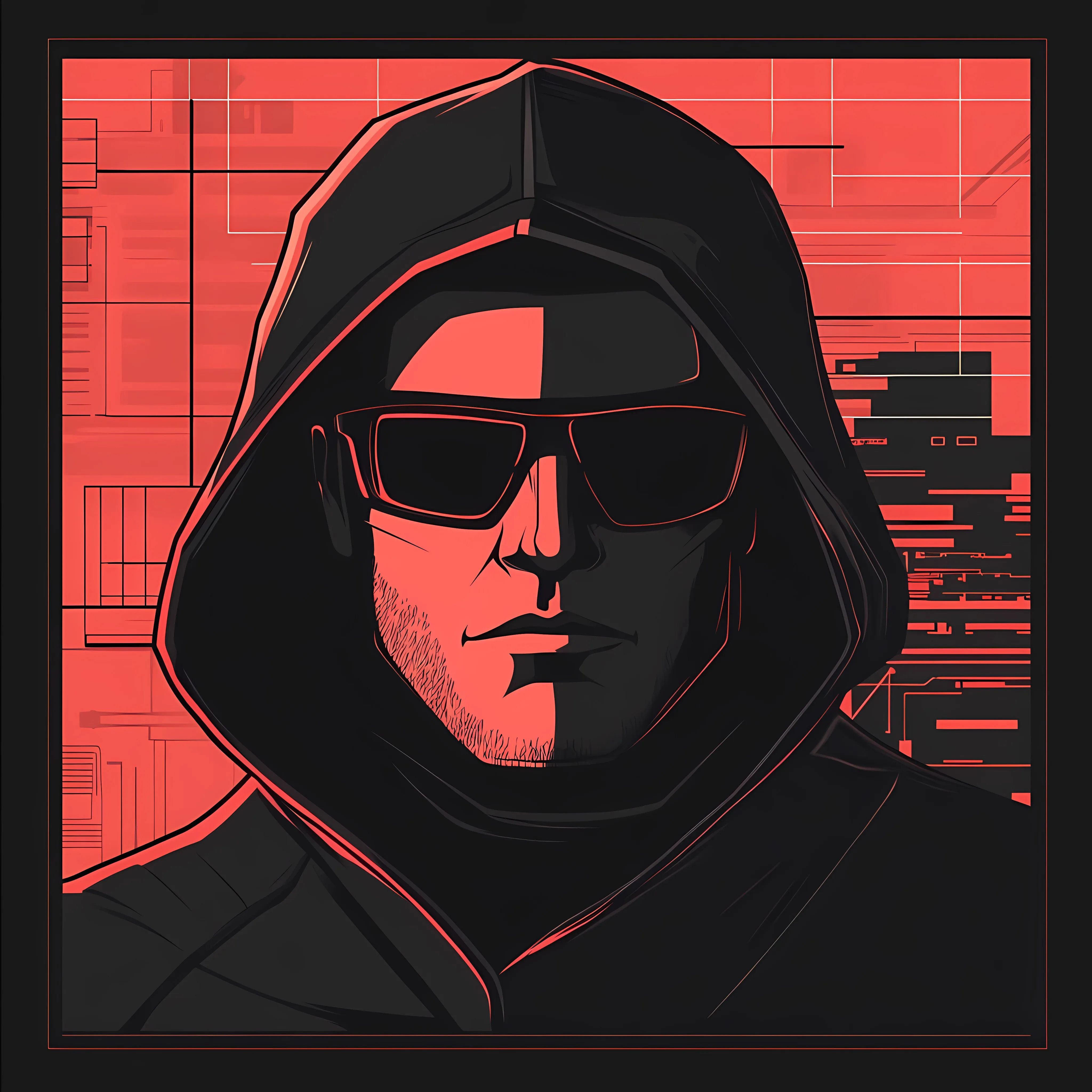 Hacker Character Face Flat Vector Illustration — free download from Dotvec