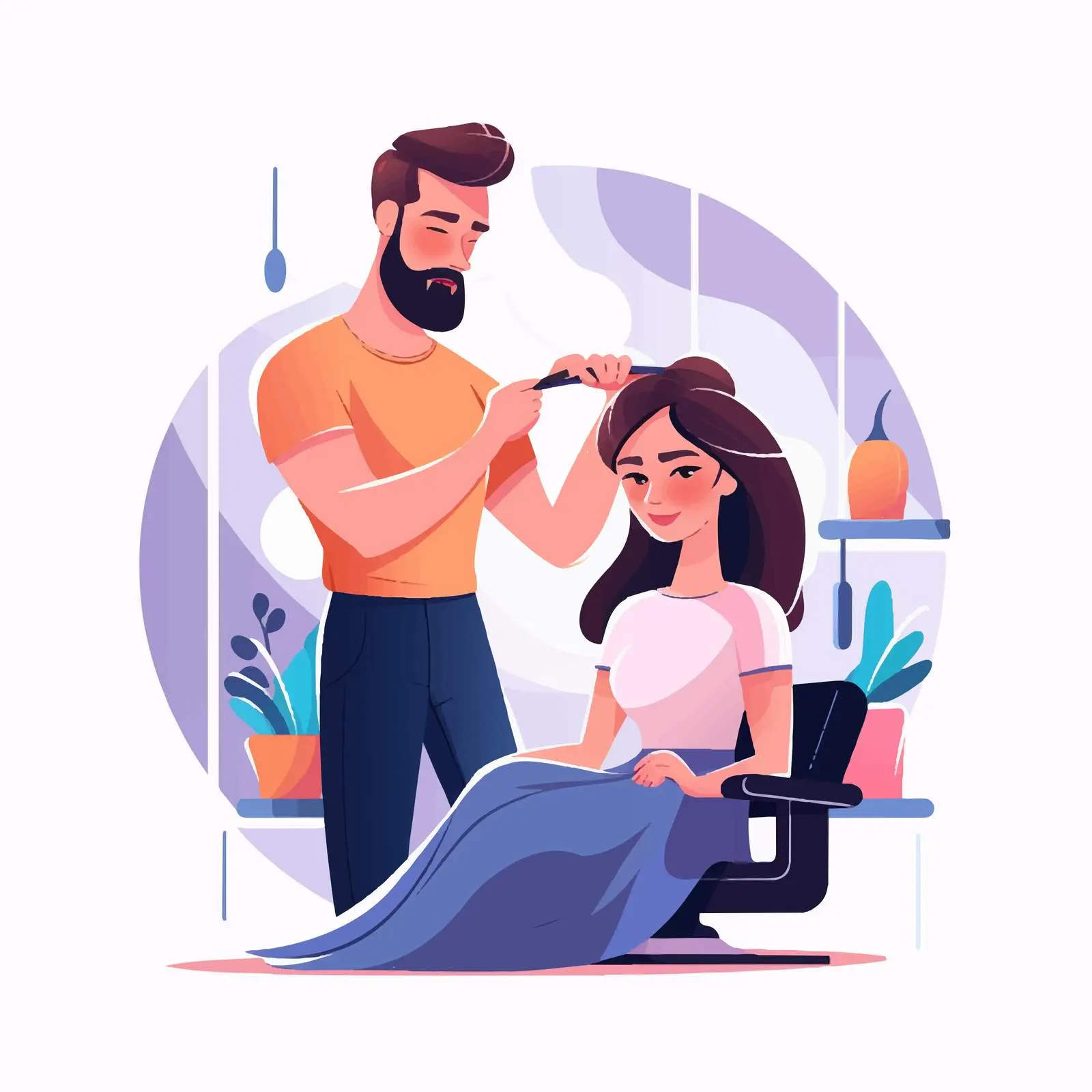 Professional Hairstylist Cutting Hair in Salon — free download from Dotvec