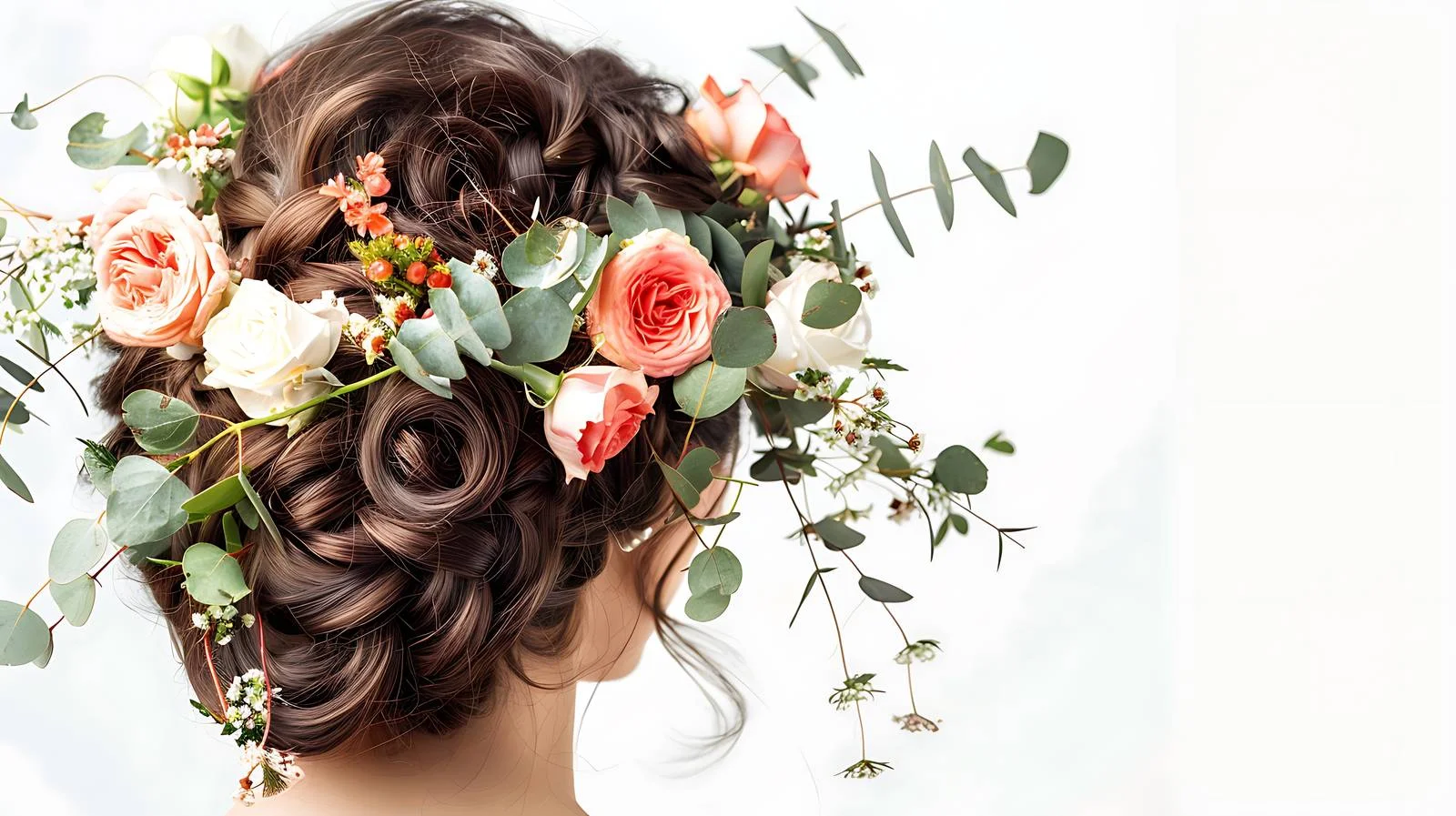Elegant Bridal Hairstyle with Isolated Flowers — free download from Dotvec