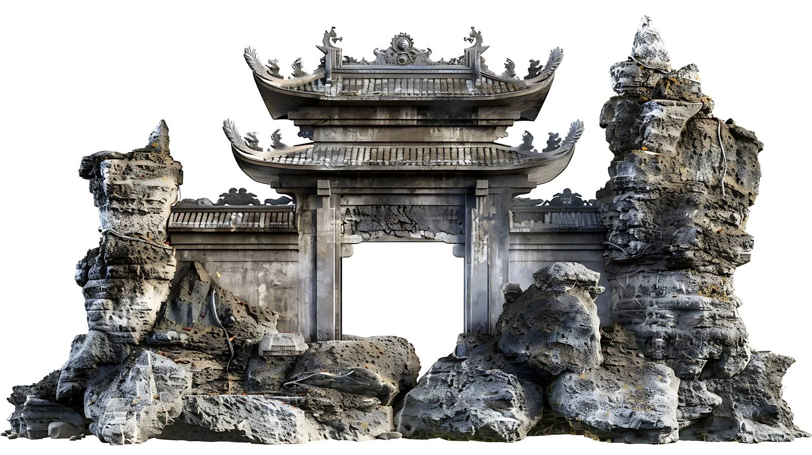 Haixi Stone City White Isolation Scene — free download from Dotvec