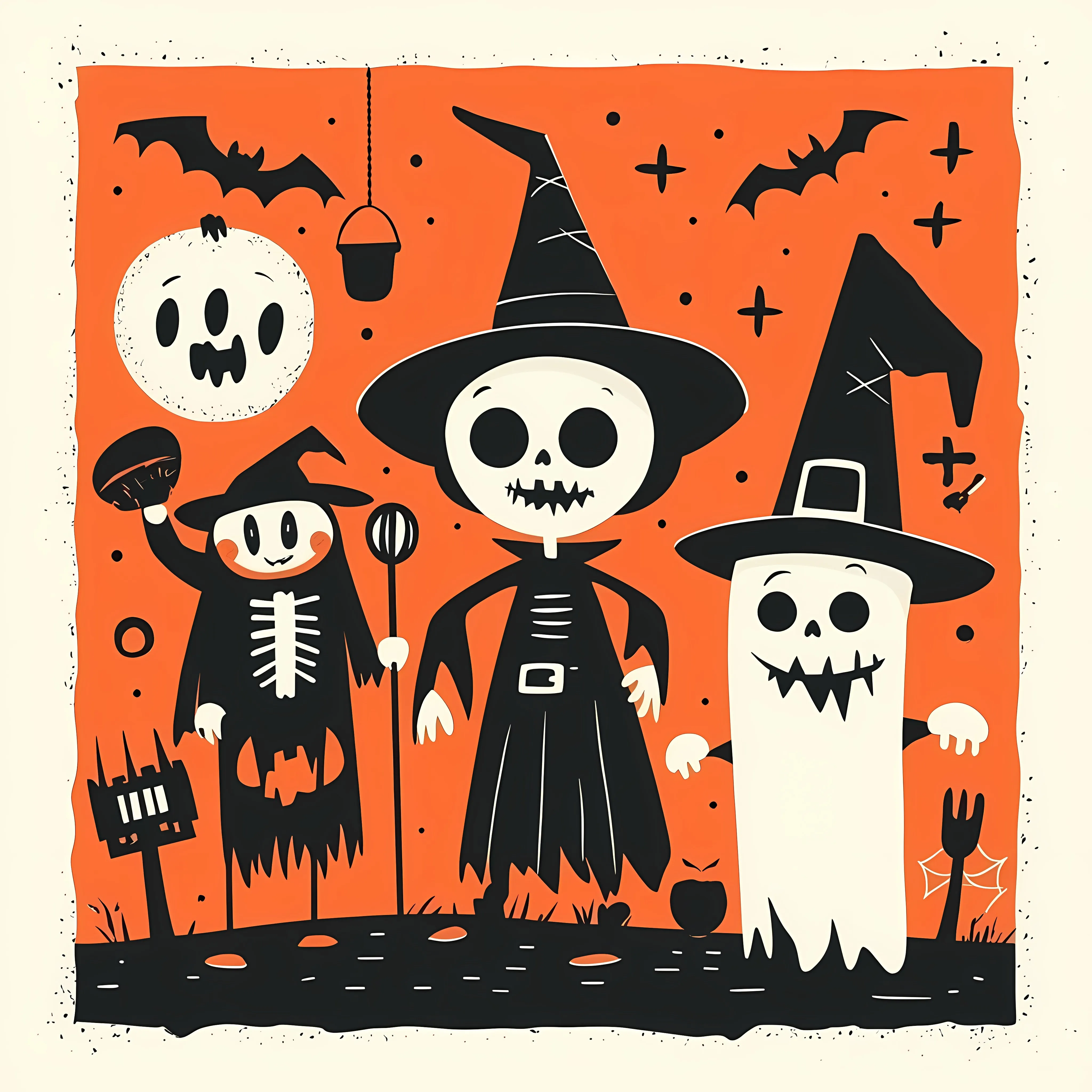 Halloween Card with Character Illustrations — free download from Dotvec
