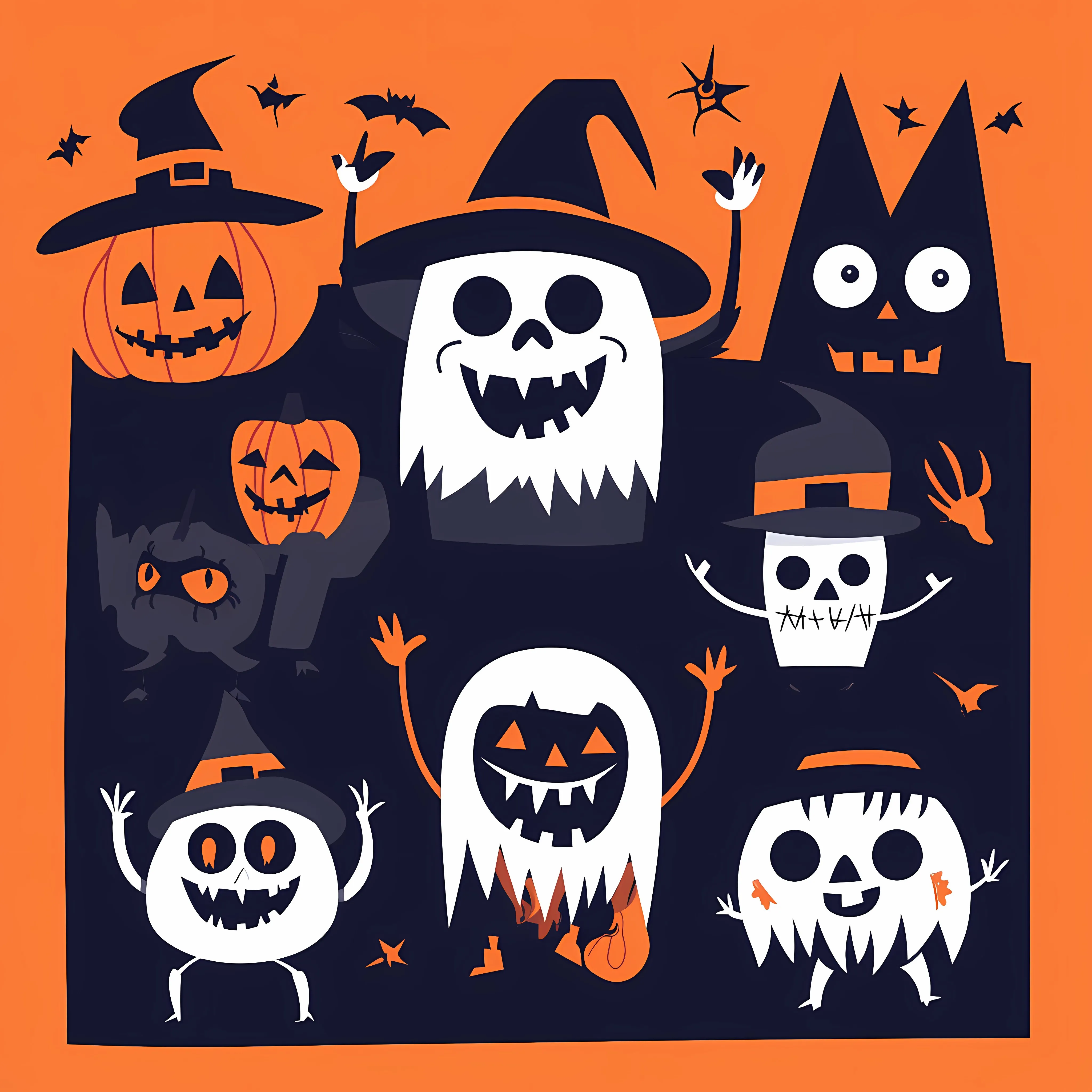 Halloween Card with Character Illustrations — free download from Dotvec