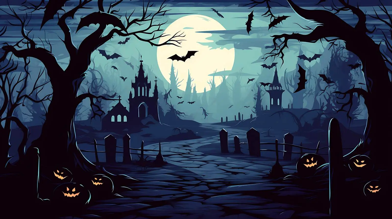 Spooky Halloween Cemetery Scene — free download from Dotvec