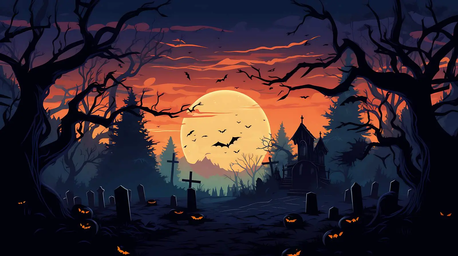 Spooky Halloween Cemetery Scene — free download from Dotvec