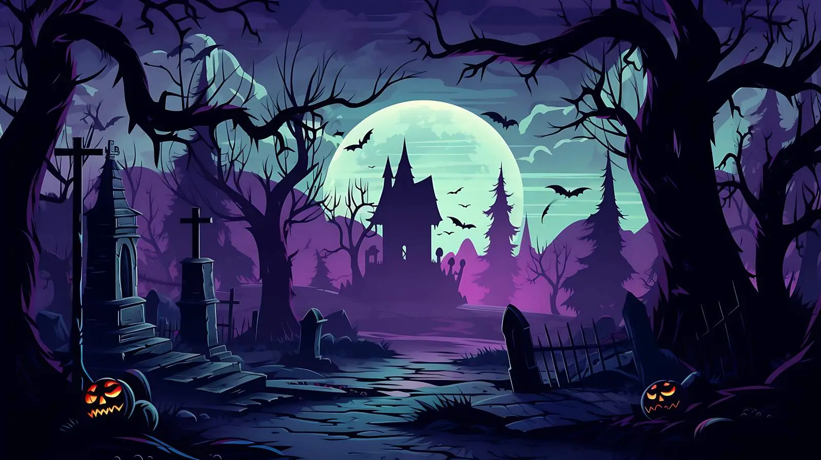 Eerie Halloween Cemetery Scene — free download from Dotvec