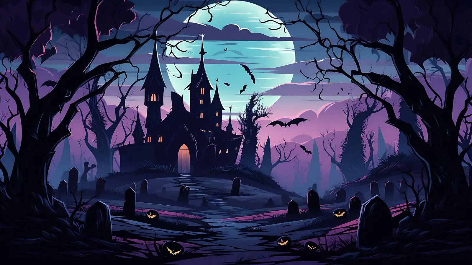 Spooky Halloween Cemetery Scene — free download from Dotvec