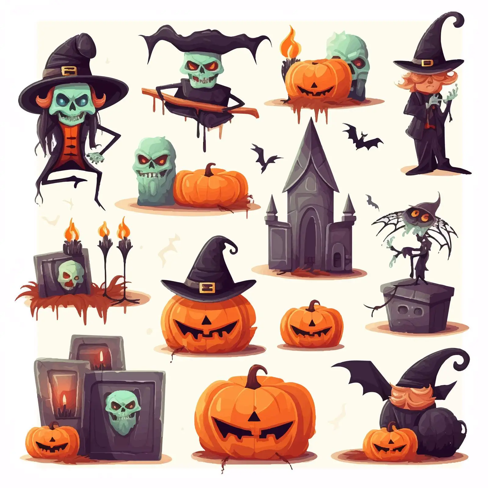 Childish Halloween Vector Bundle with Spooky Icons — free download from Dotvec