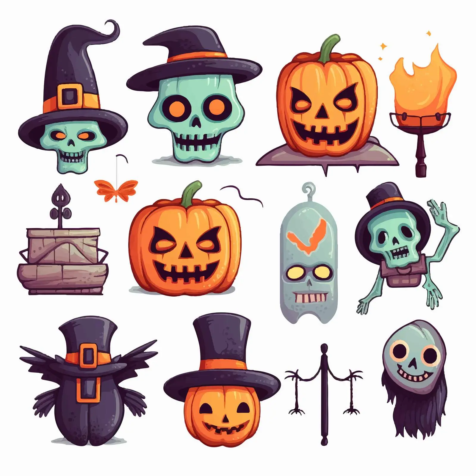 Cute Halloween Vector Bundle with Jack-o'-Lanterns — free download from Dotvec