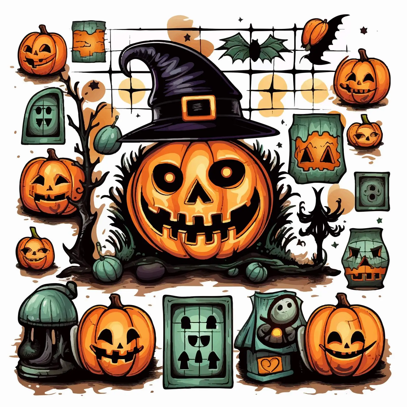 Halloween Game Elements and Icons Vector Design — free download from Dotvec