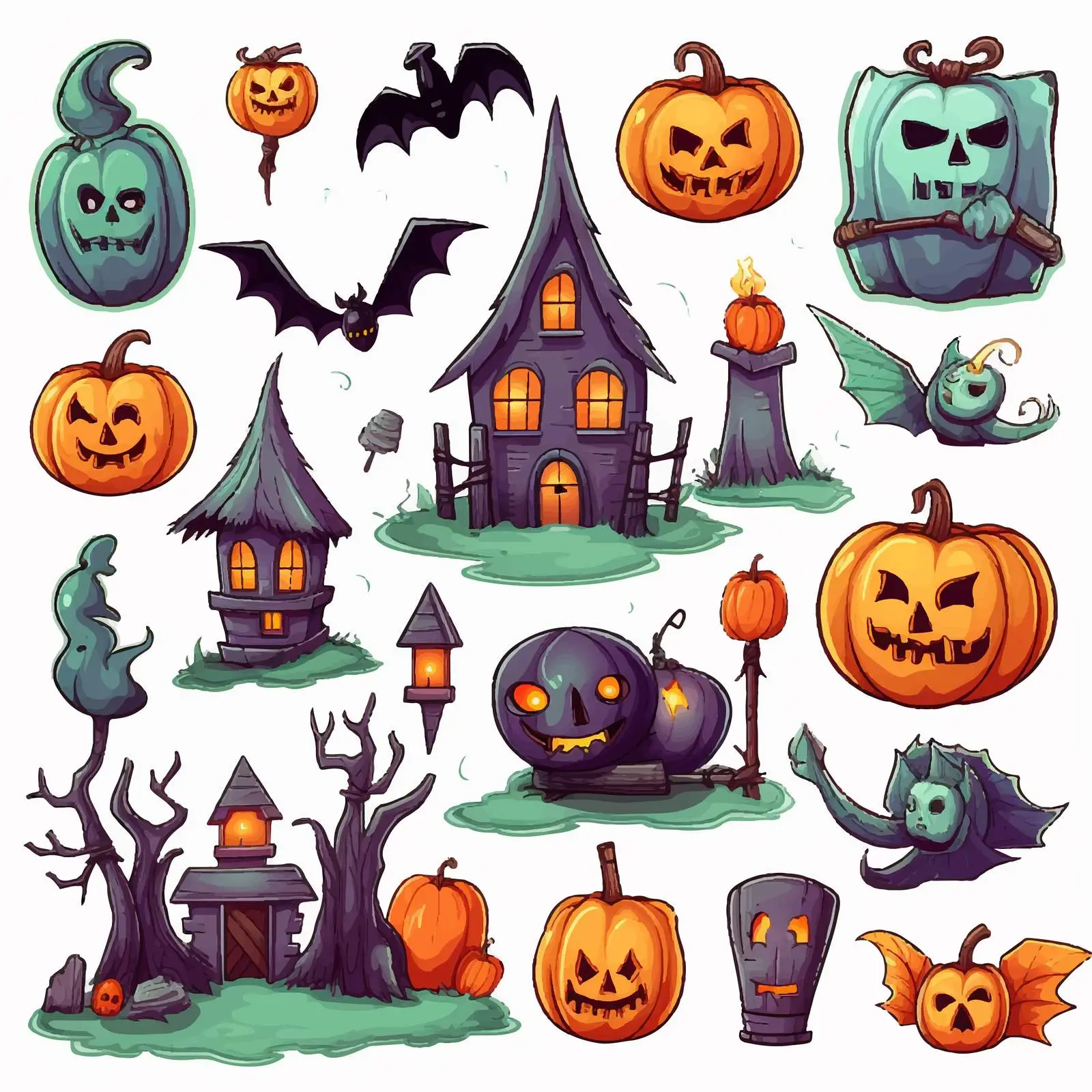 Cartoon Halloween Game Elements and Icons Vector — free download from Dotvec