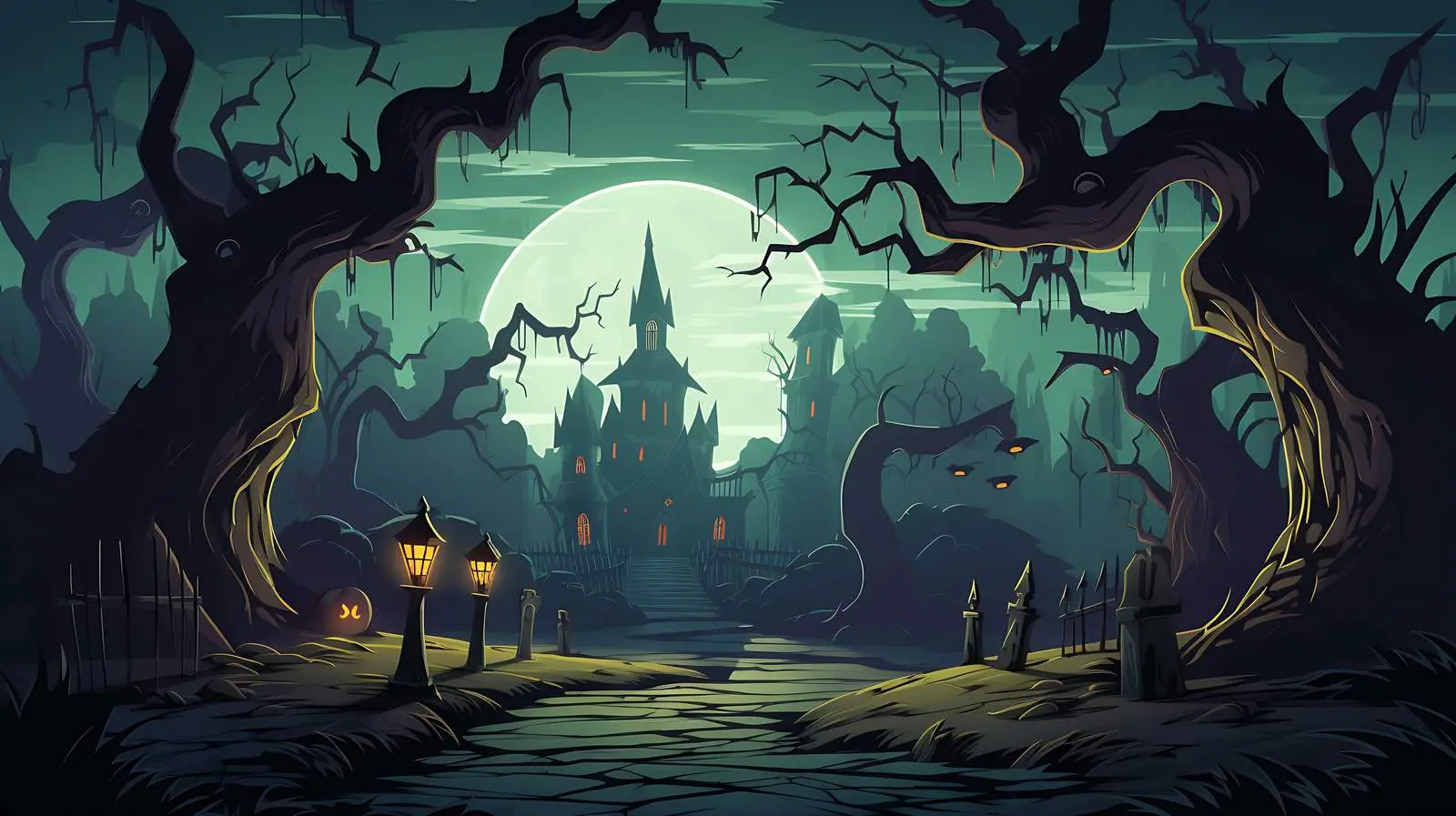 Eerie Halloween Graveyard Scene — free download from Dotvec