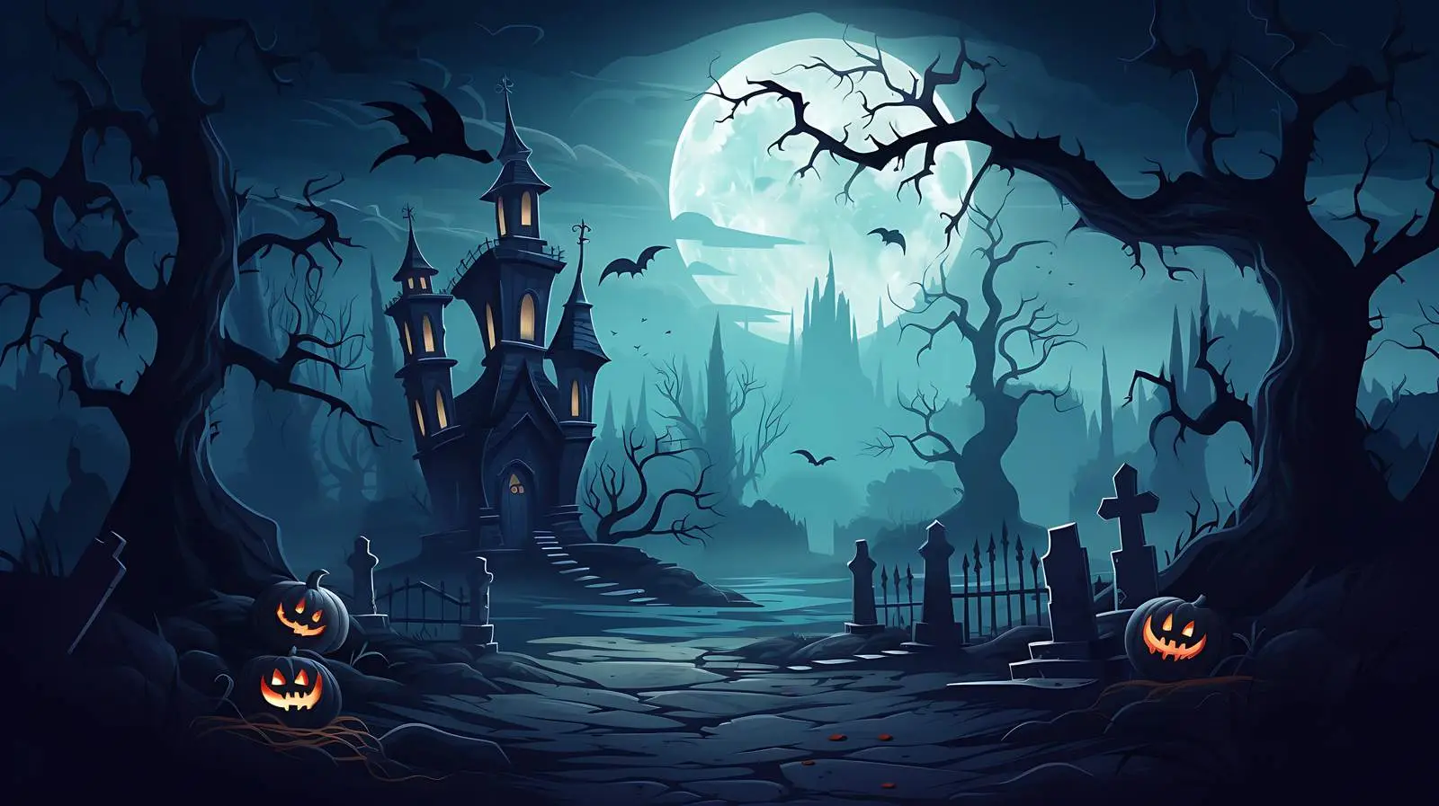 Eerie Halloween Graveyard Scene — free download from Dotvec