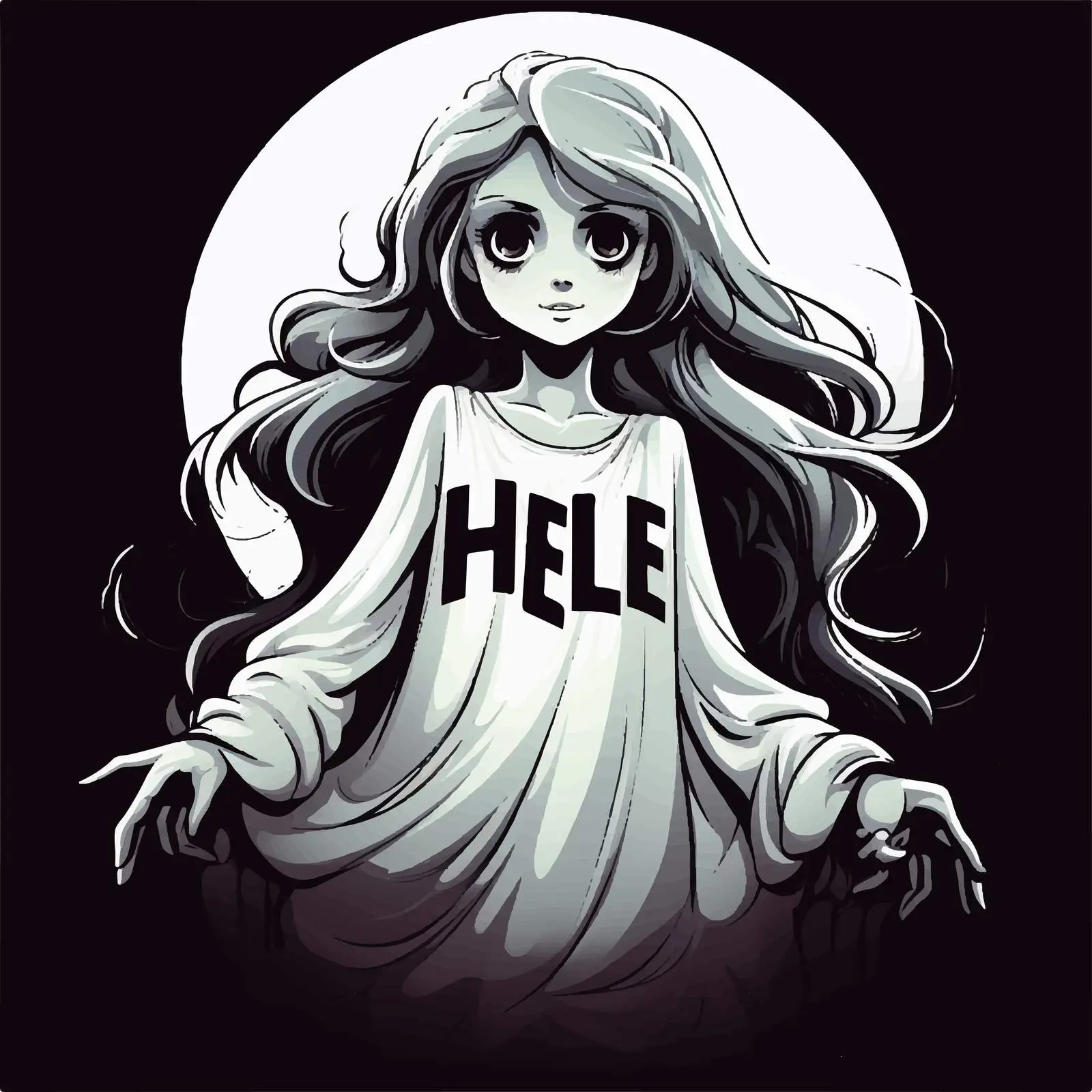 Creepy Ghost Girl Halloween Font Logo Vector — free download from Dotvec