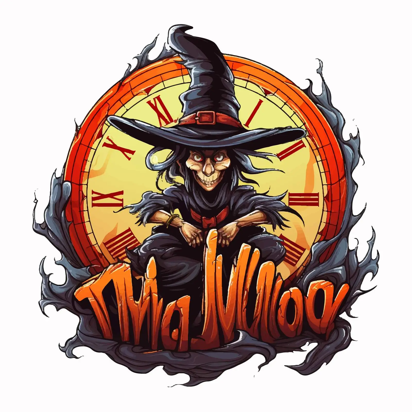 Halloween Horror Time Witch Cartoon Logo Vector — free download from Dotvec
