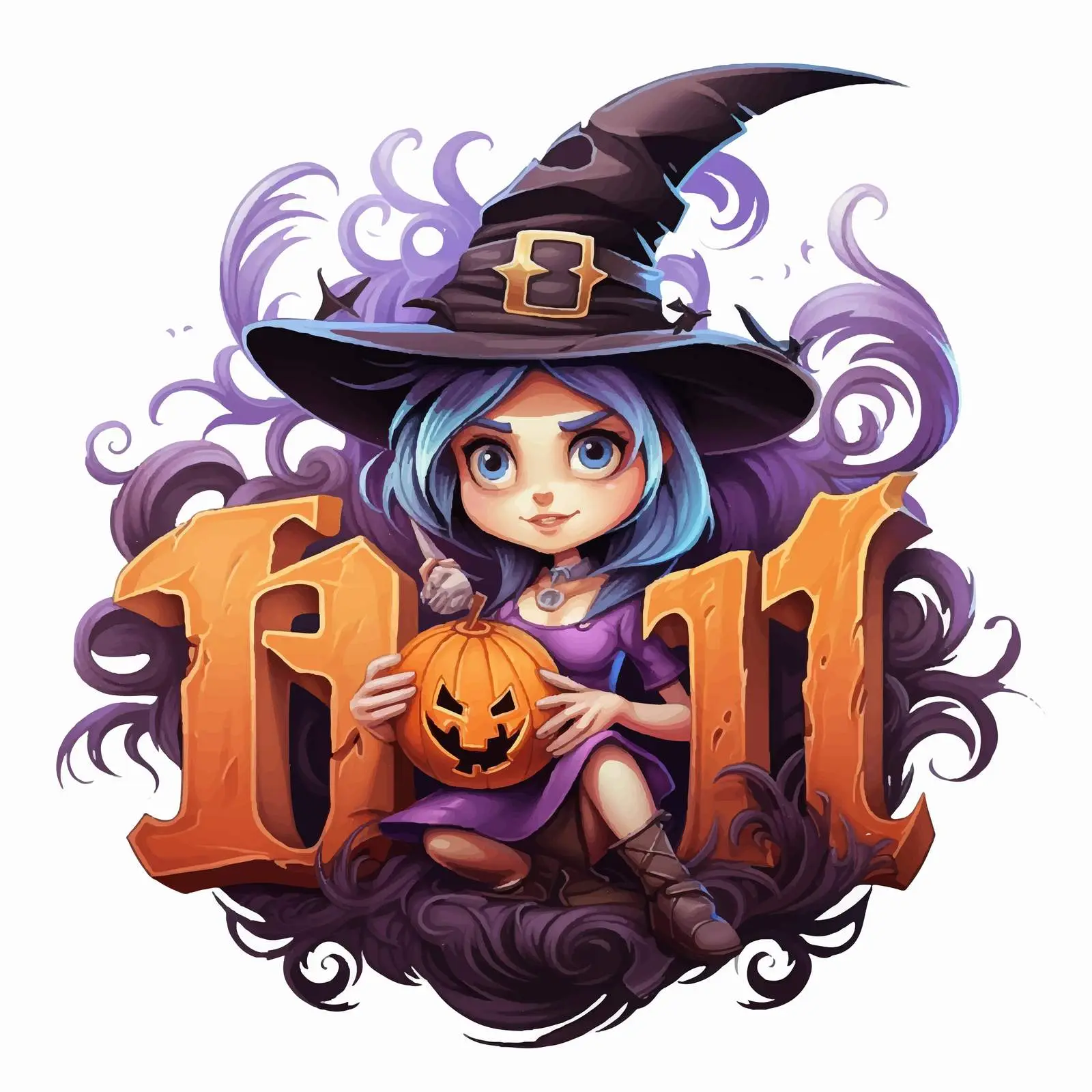 Halloween Horror Time Logo with Witch Character — free download from Dotvec