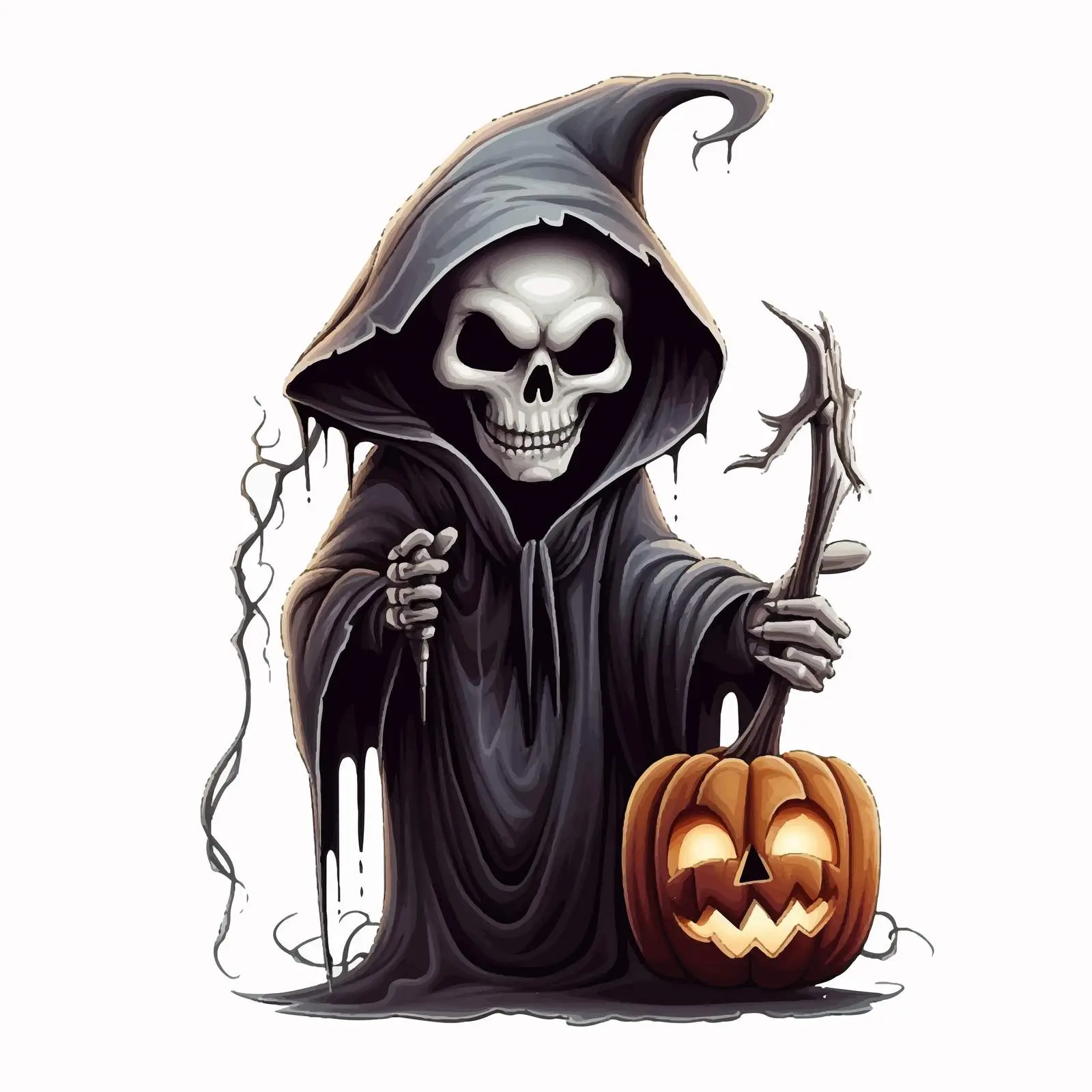 Halloween Lettering with Cartoon Reaper Vector — free download from Dotvec