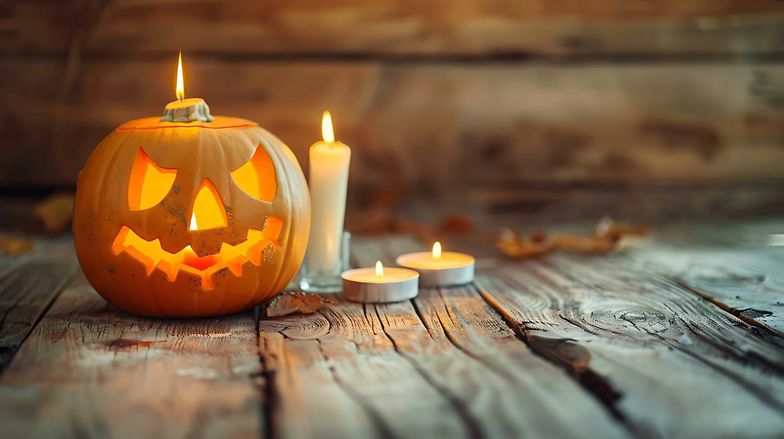 Glowing Halloween Pumpkin Jack-o'-lantern with Candle — free download from Dotvec