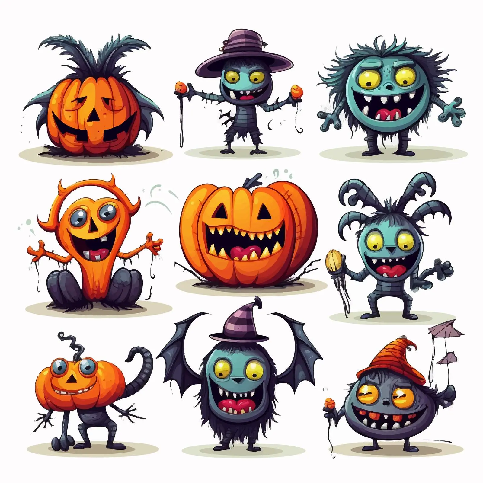Halloween Scary Monsters Vector Illustration Set — free download from Dotvec