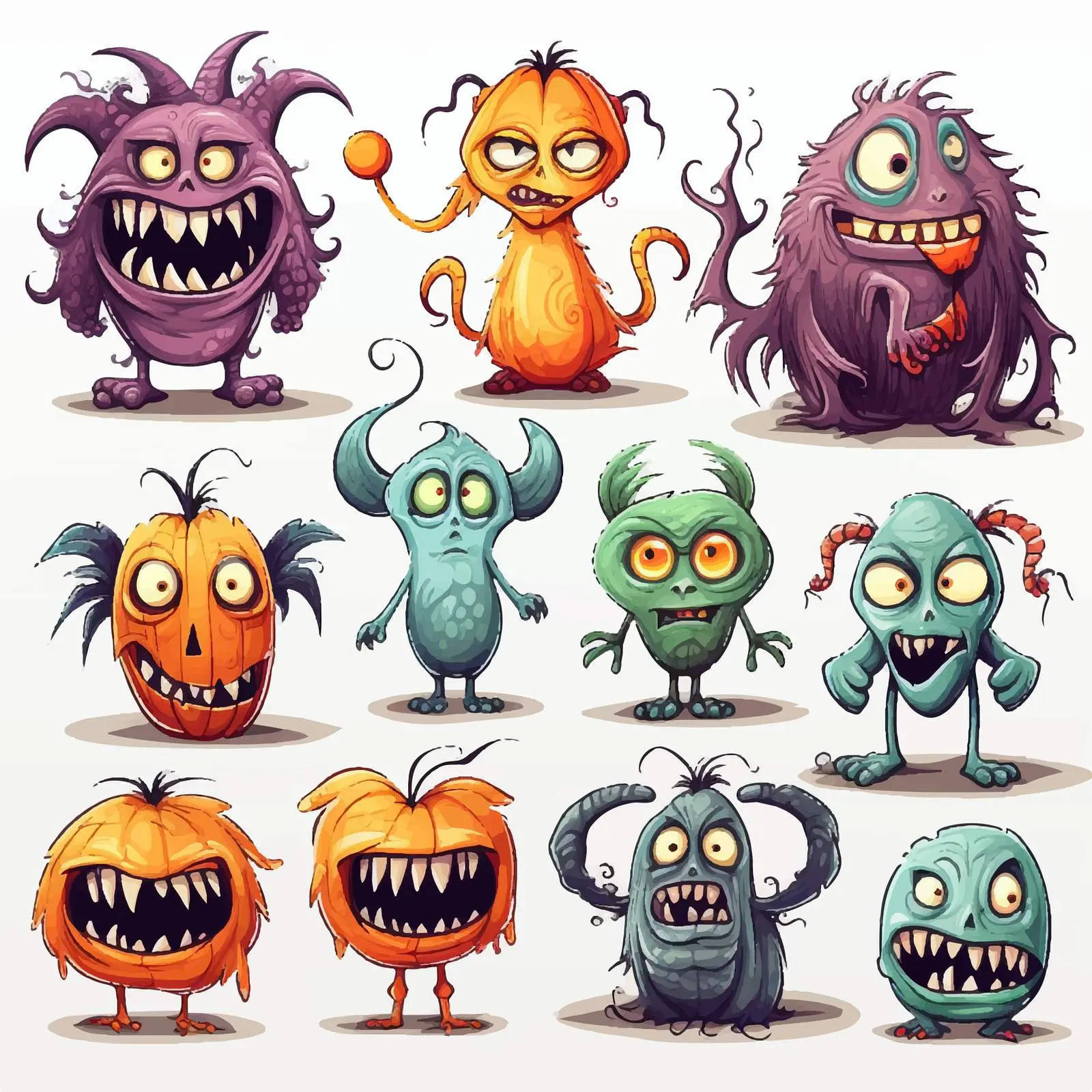 Scary Monsters Halloween Vector Illustration Set — free download from Dotvec
