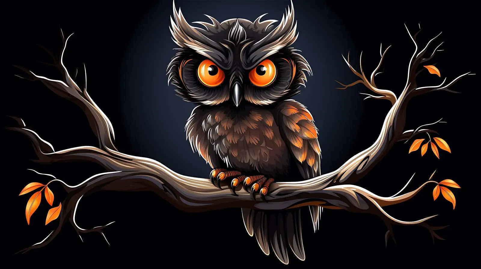 Spooky Owl on Dark Forest Branch — free download from Dotvec