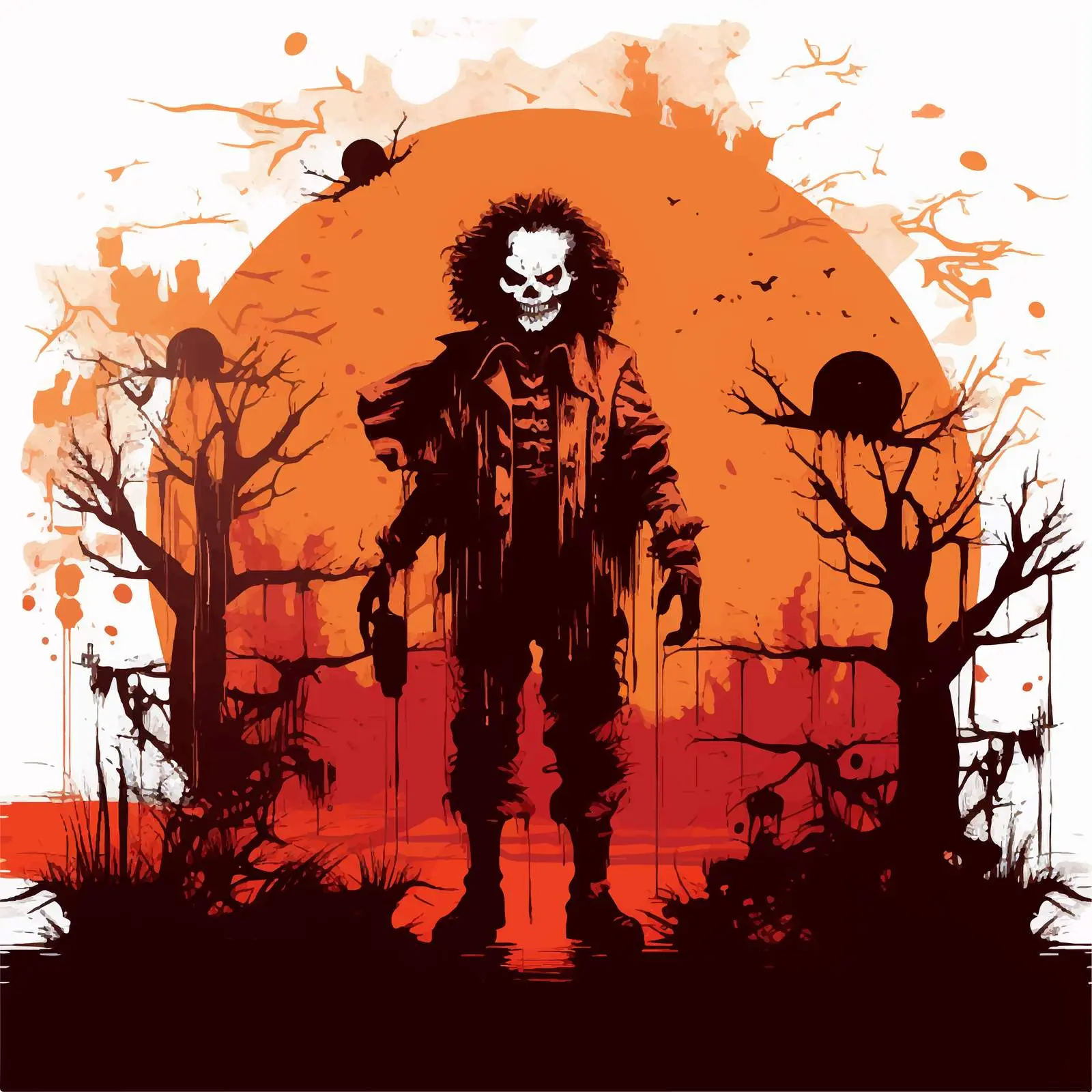 Creepy Clown Silhouette Halloween Vector Illustration – free evil image from Dotvec