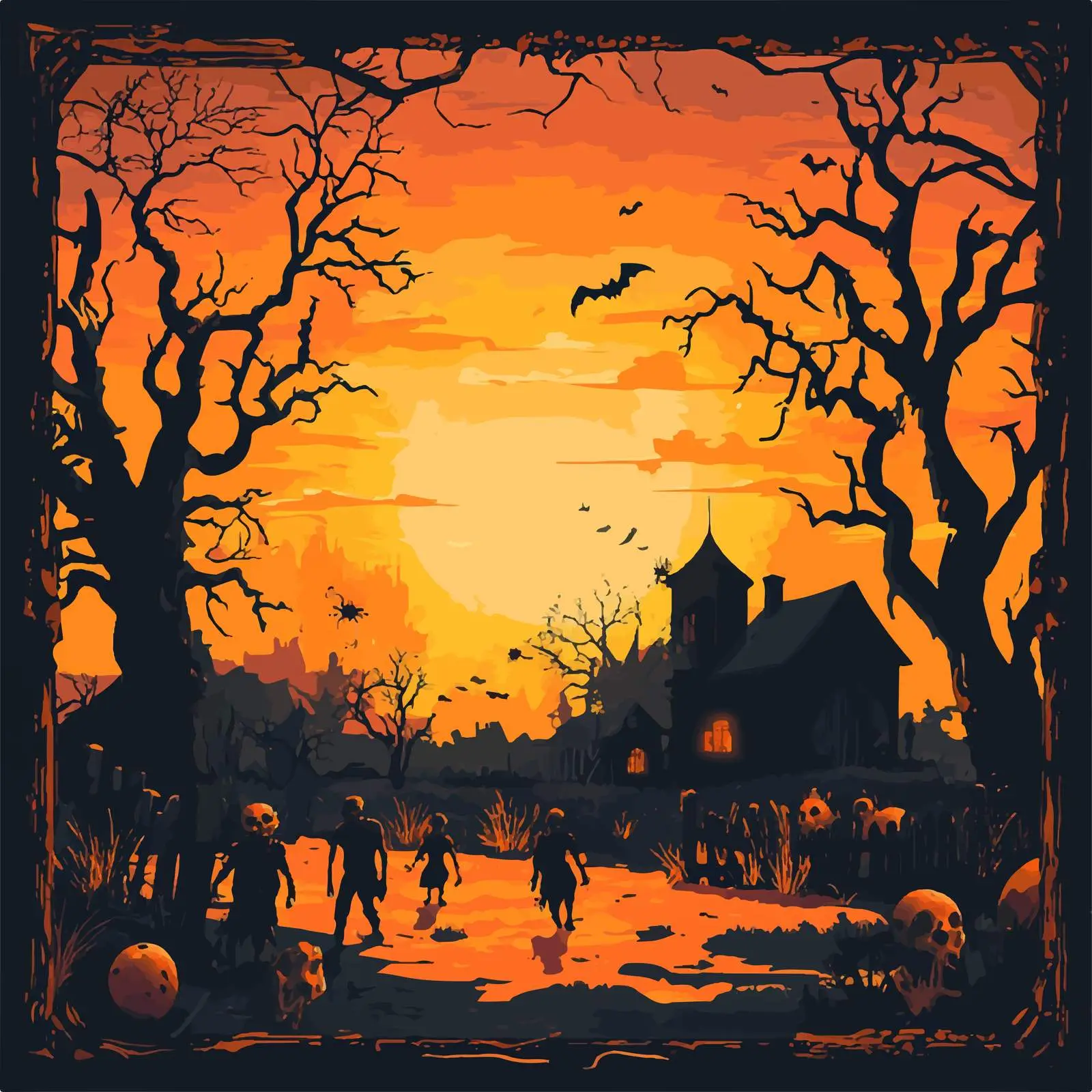 Halloween Zombie Scene with Spooky Atmosphere — free download from Dotvec