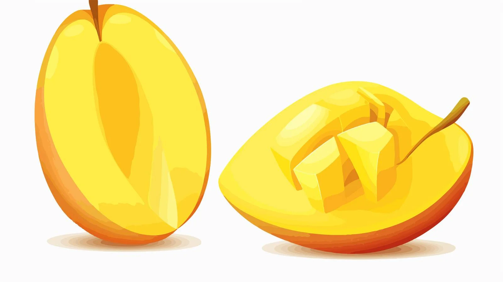 Halved Yellow Mango Vector — free download from Dotvec