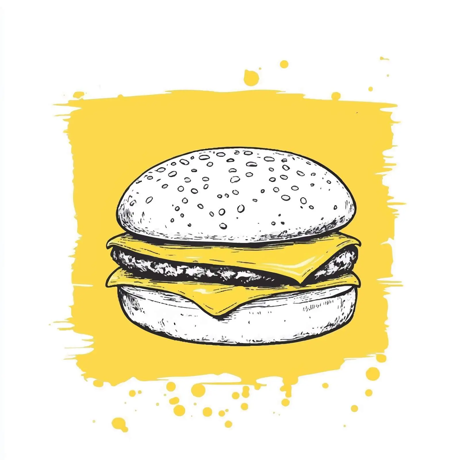 Hand-Drawn Hamburger Sketch on White Background – free patty image from Dotvec