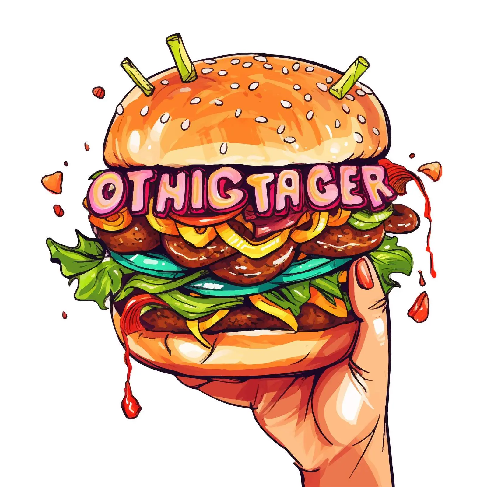 Hamburger with Onion in Stylish Hands — free download from Dotvec