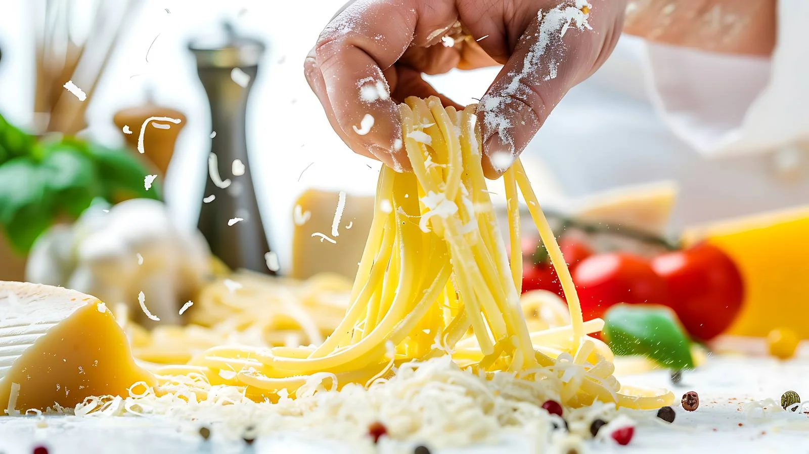 Chef Cooking with Cheese and Spaghetti — free download from Dotvec