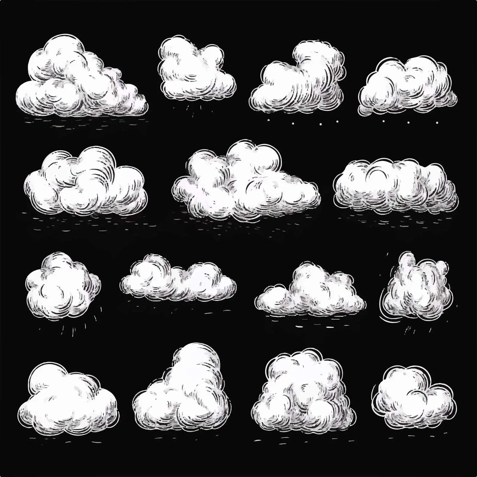 Hand-Drawn Cloud Vector Illustrations Set — free download from Dotvec