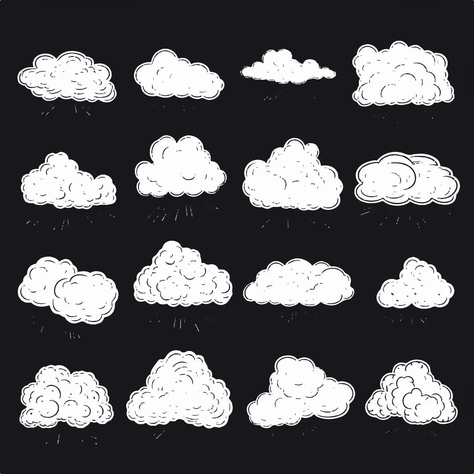 Hand Drawn Outline Cloud Vector Illustrations – free printable vector image from Dotvec