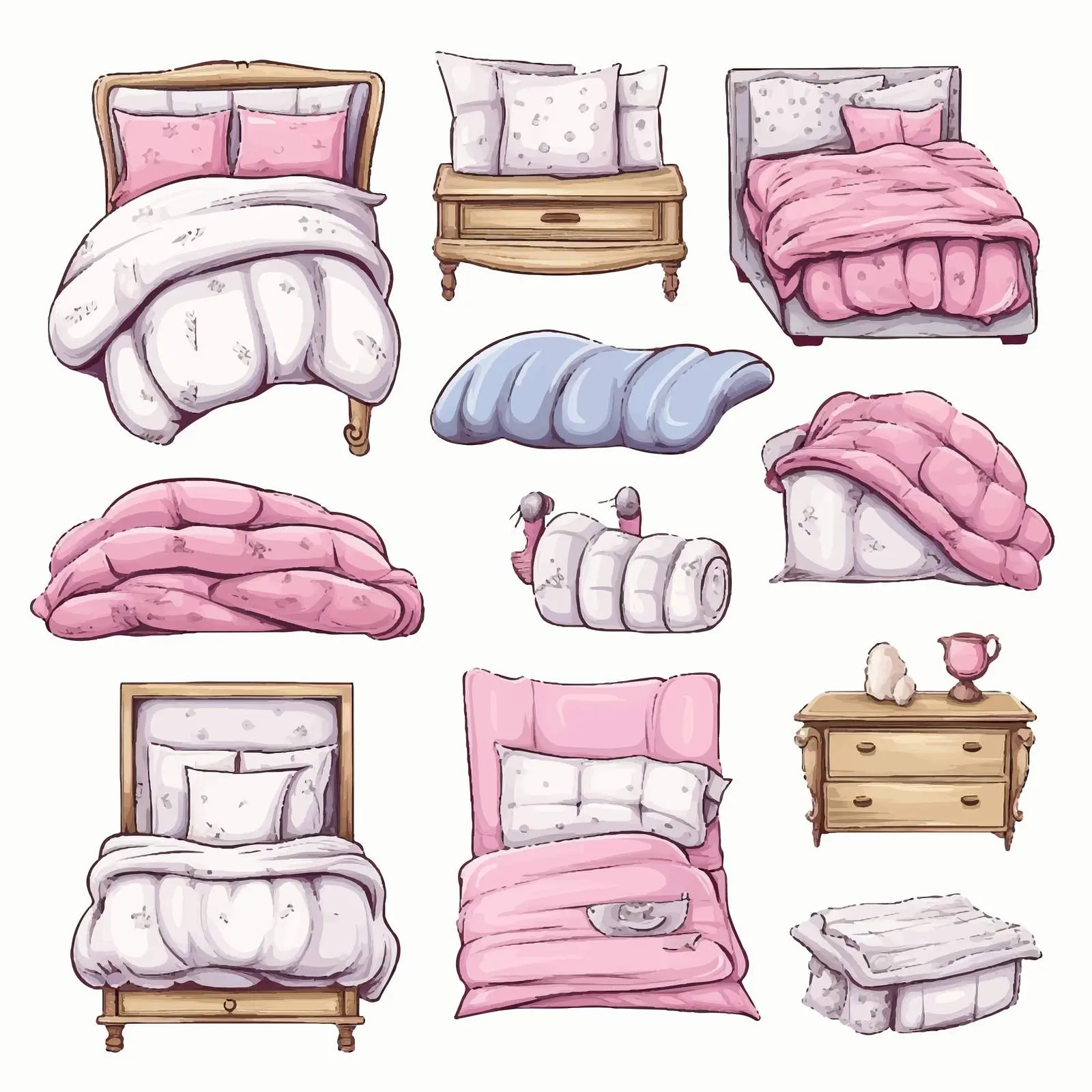 Hand Drawn Pillow Kit Sketch Illustration – free cushions image from Dotvec