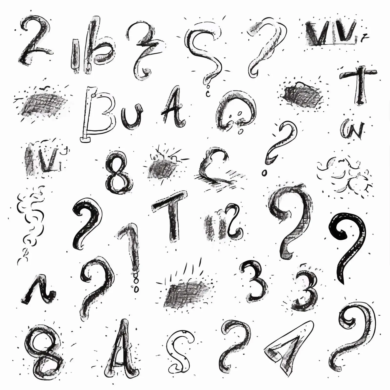 Hand-Drawn Question Marks Doodle Illustration Kit – free background graphics image from Dotvec