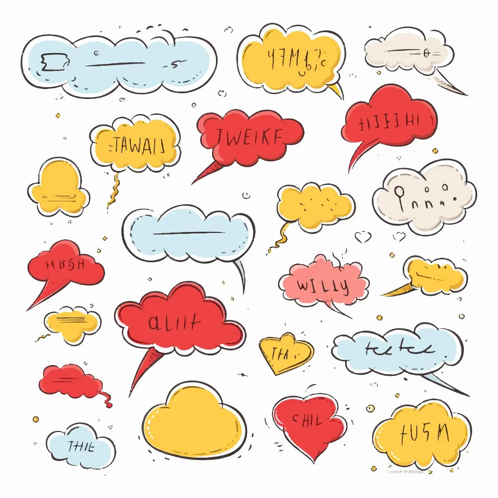 Hand Drawn Speech Bubbles Doodle Set – free speech bubbles image from Dotvec