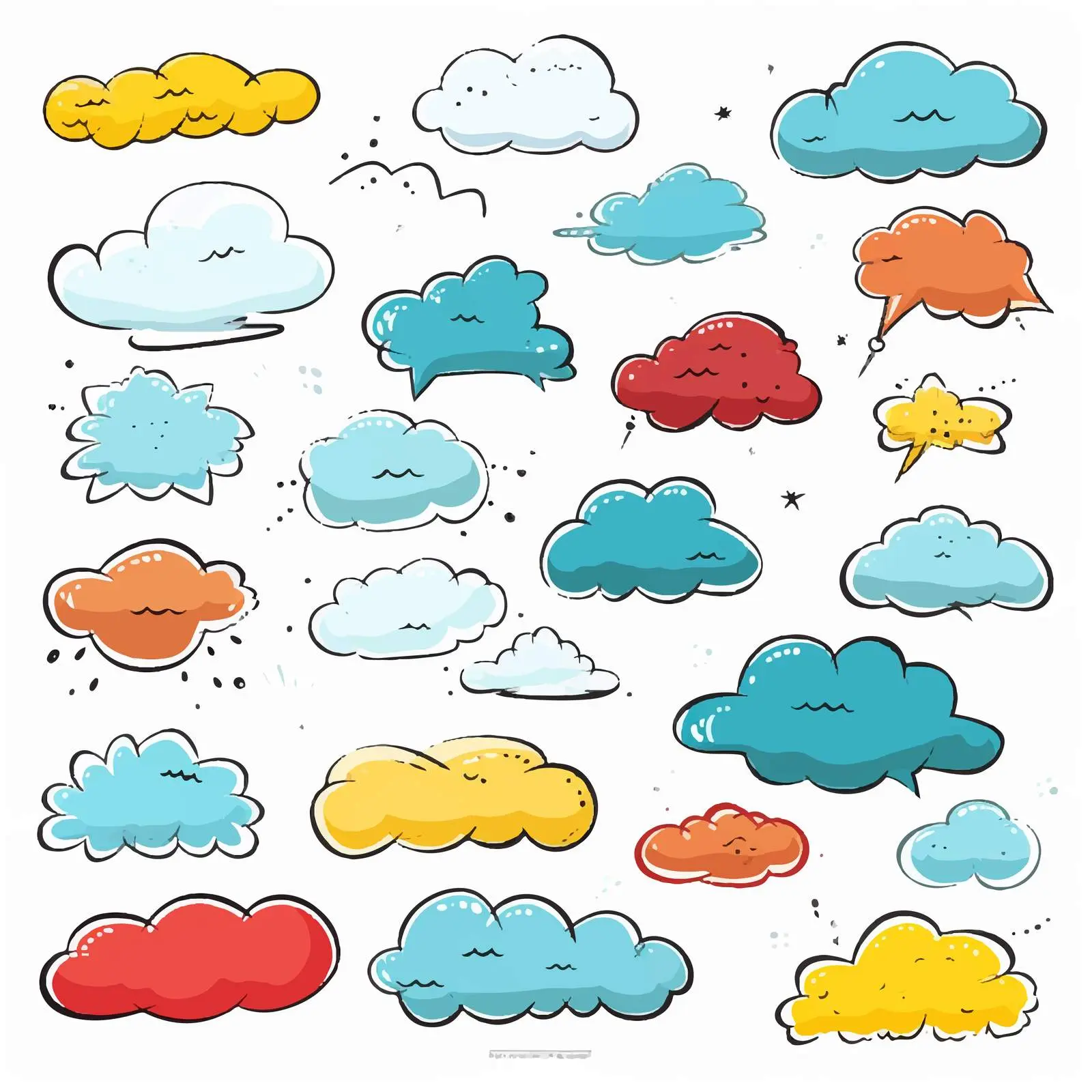 Hand-Drawn Speech Bubbles Doodle Set – free speech bubbles image from Dotvec