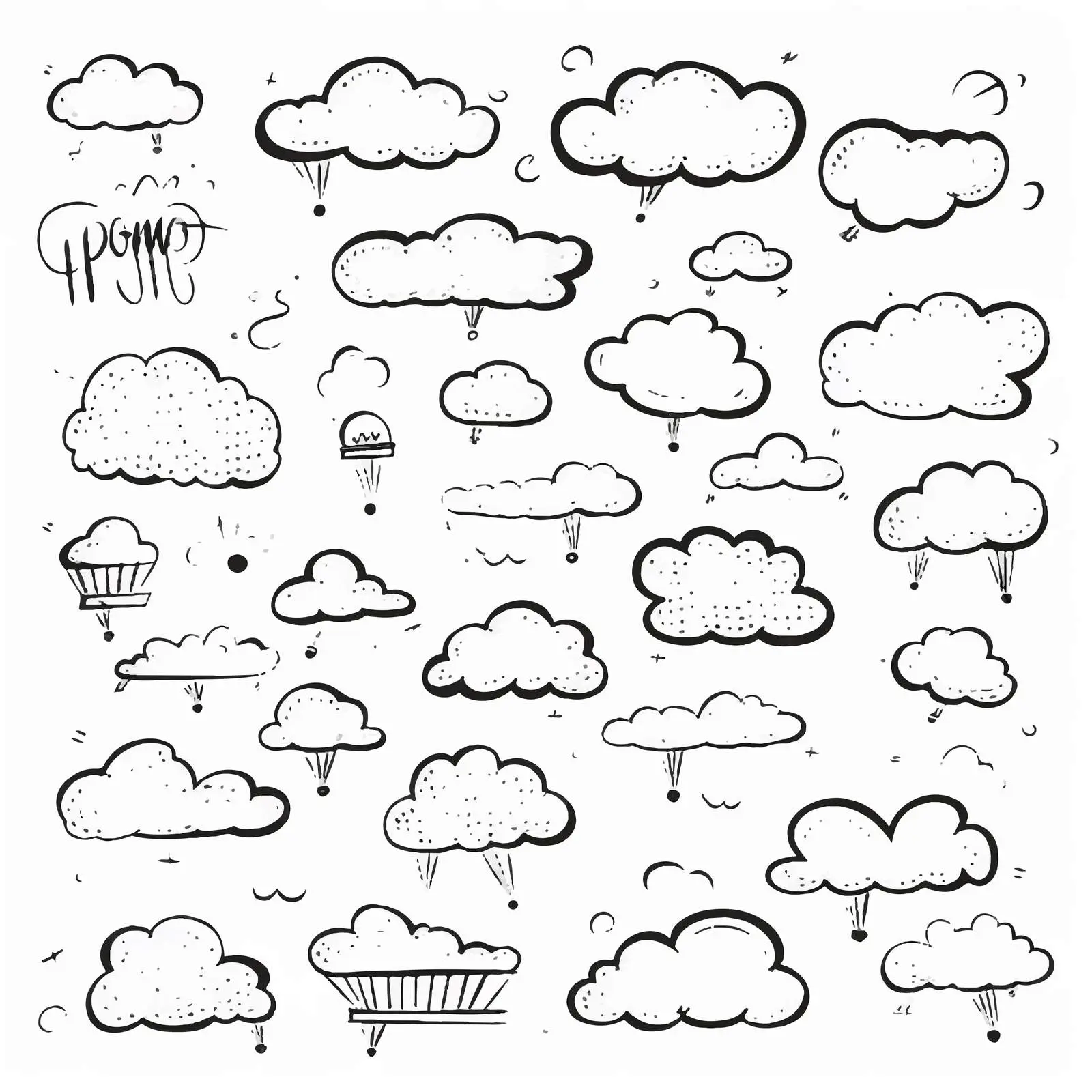 Hand Drawn Speech Bubbles Doodle Set – free speech bubbles image from Dotvec