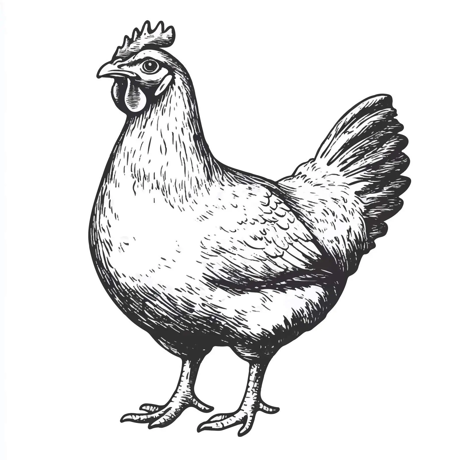 Hand-Drawn Hen Sketch Symbol on White Background — free download from Dotvec