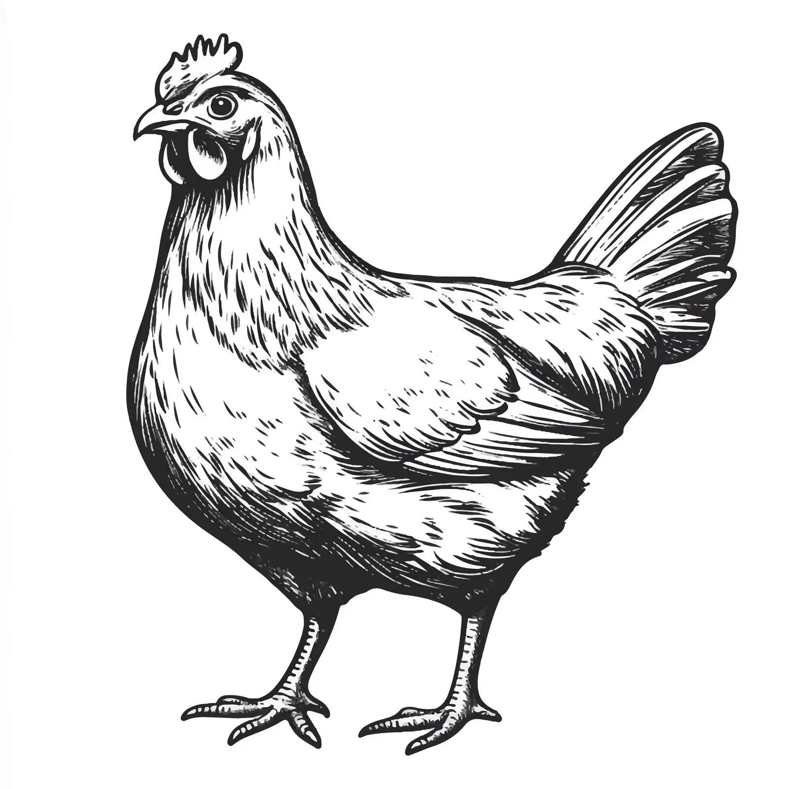 Hand Drawn Hen Sketch Symbol on White Background — free download from Dotvec