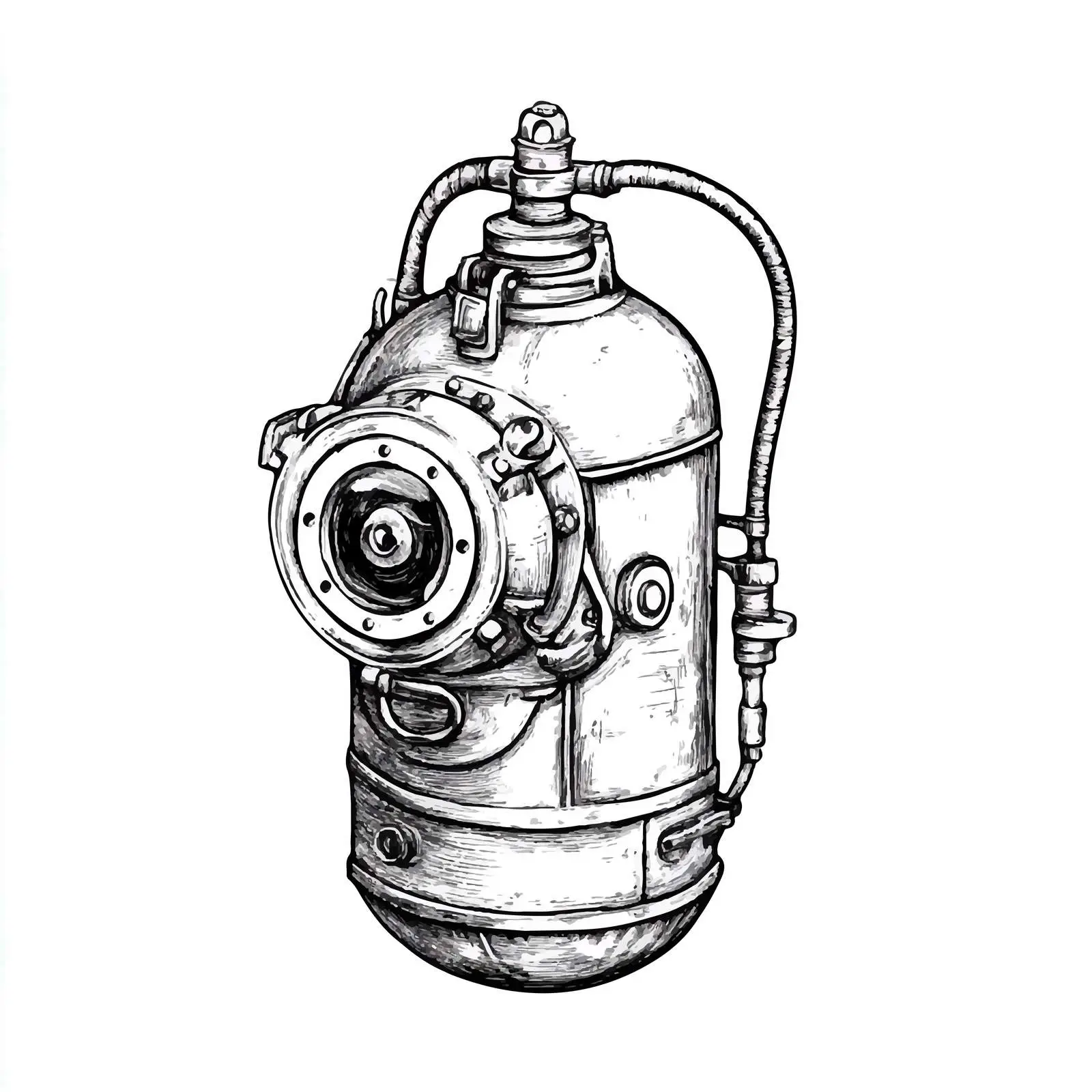 Hand-Drawn Air Tank Sketch for Diving – free apparatus image from Dotvec